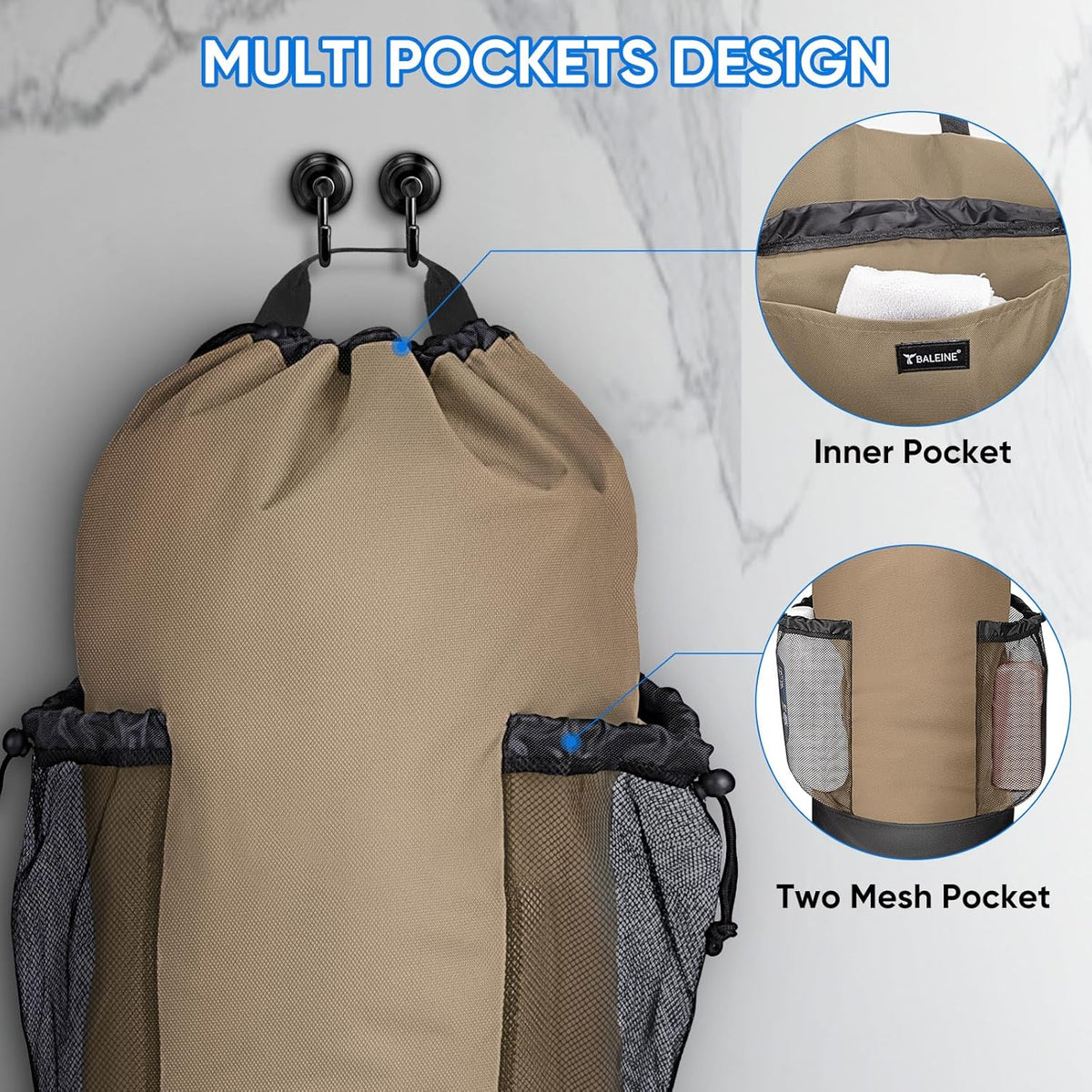 BALEINE 150L Laundry Bag Backpack, 900D Oxford Fabric Large Travel Laundry Bags with Shoulder
