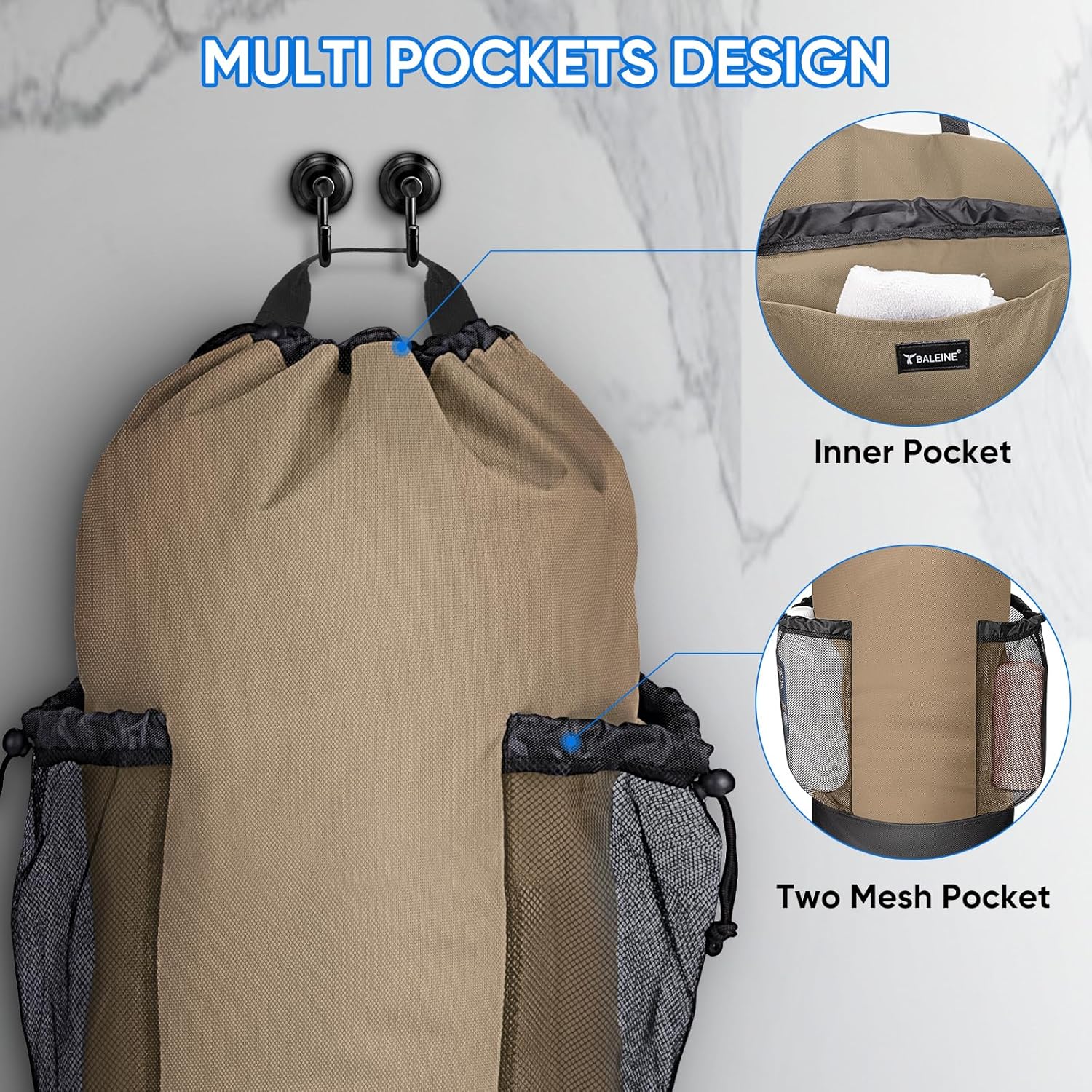 BALEINE 150L Laundry Bag Backpack, 900D Oxford Fabric Large Travel Laundry Bags with Shoulder