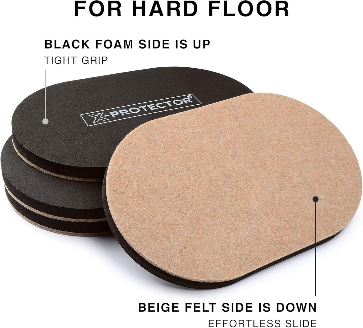 Felt Furniture Sliders Hardwood Floors X-PROTECTOR – 4 PCS 9 1/2 inch Furniture Sliders – Heavy