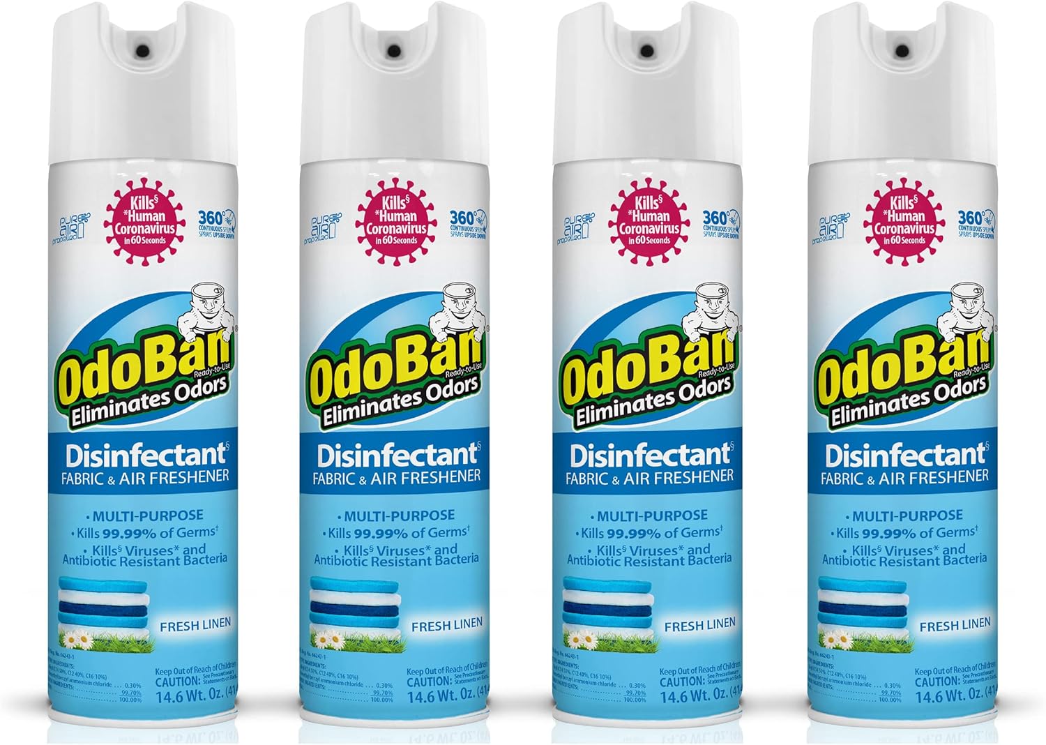 OdoBan Ready-to-Use 360-Degree Continuous Spray Disinfectant and Harsh Aroma Eliminator, Fabric and