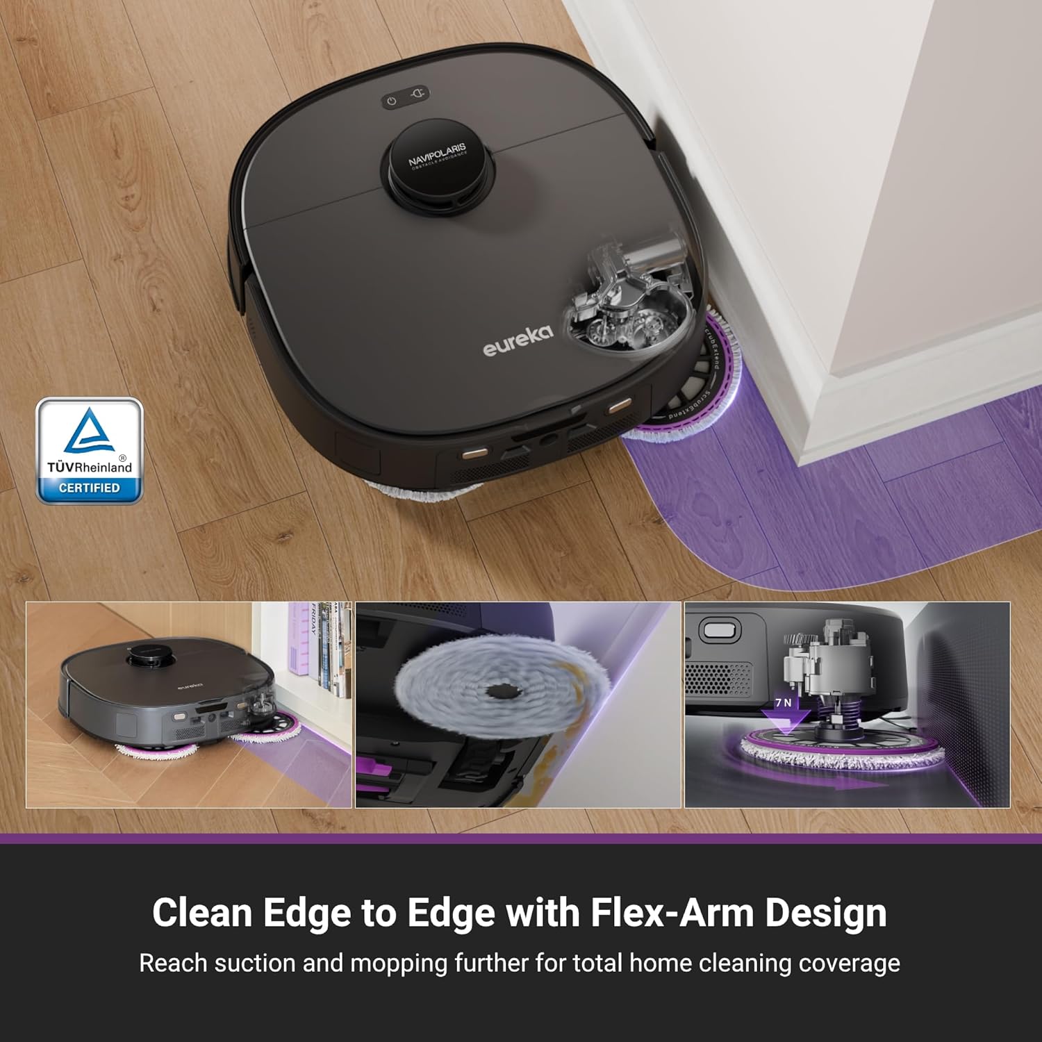 Eureka J15 Pro Ultra Robot Vacuum and Mop with Self Emptying Base, 16,200 Pa Suction, Flex-Arm