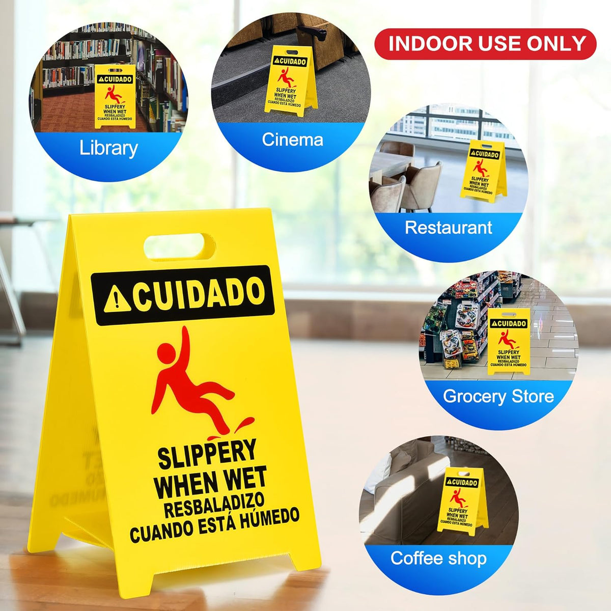 MATTHEW CLEANING 19'' 2 Pack,Industrial Wet Floor Sign 2-Sided Durable Corrugated Plastic Birght