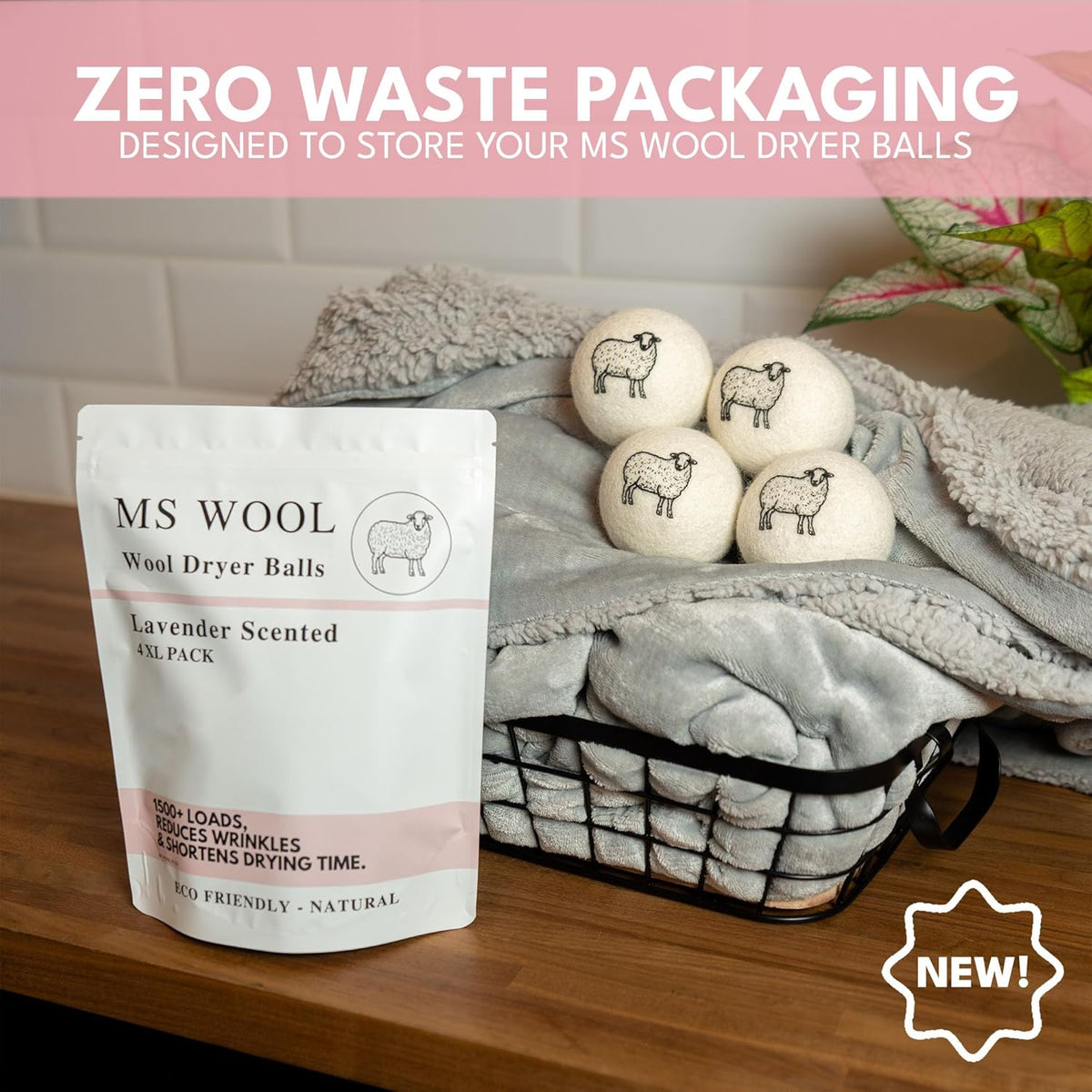 Lavender Scented Wool Dryer Balls – 6 XL Pack – Natural Fabric Softener, Reusable, Reduces Static