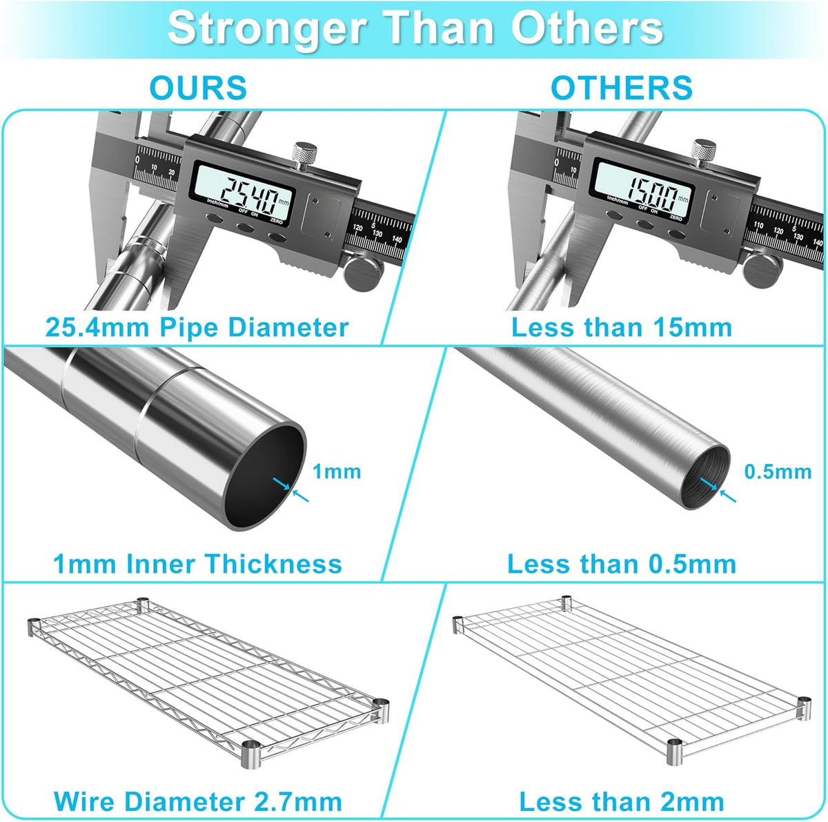 Auslar 4-Shelf Storage Wire Shelves Heavy Duty 4 Tiers Standing Shelving Units Adjustable Metal
