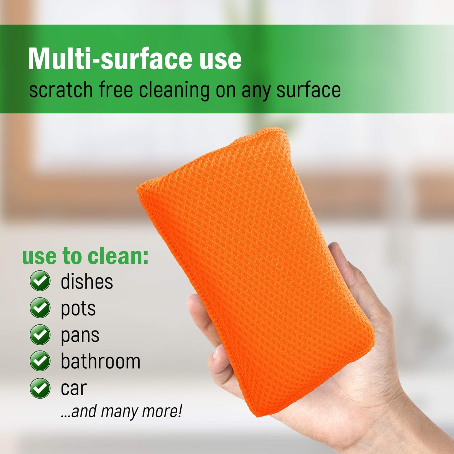 Commercial Miracle Microfiber Kitchen Sponge by Scrub-It - Large - Non-Scratch Heavy Duty