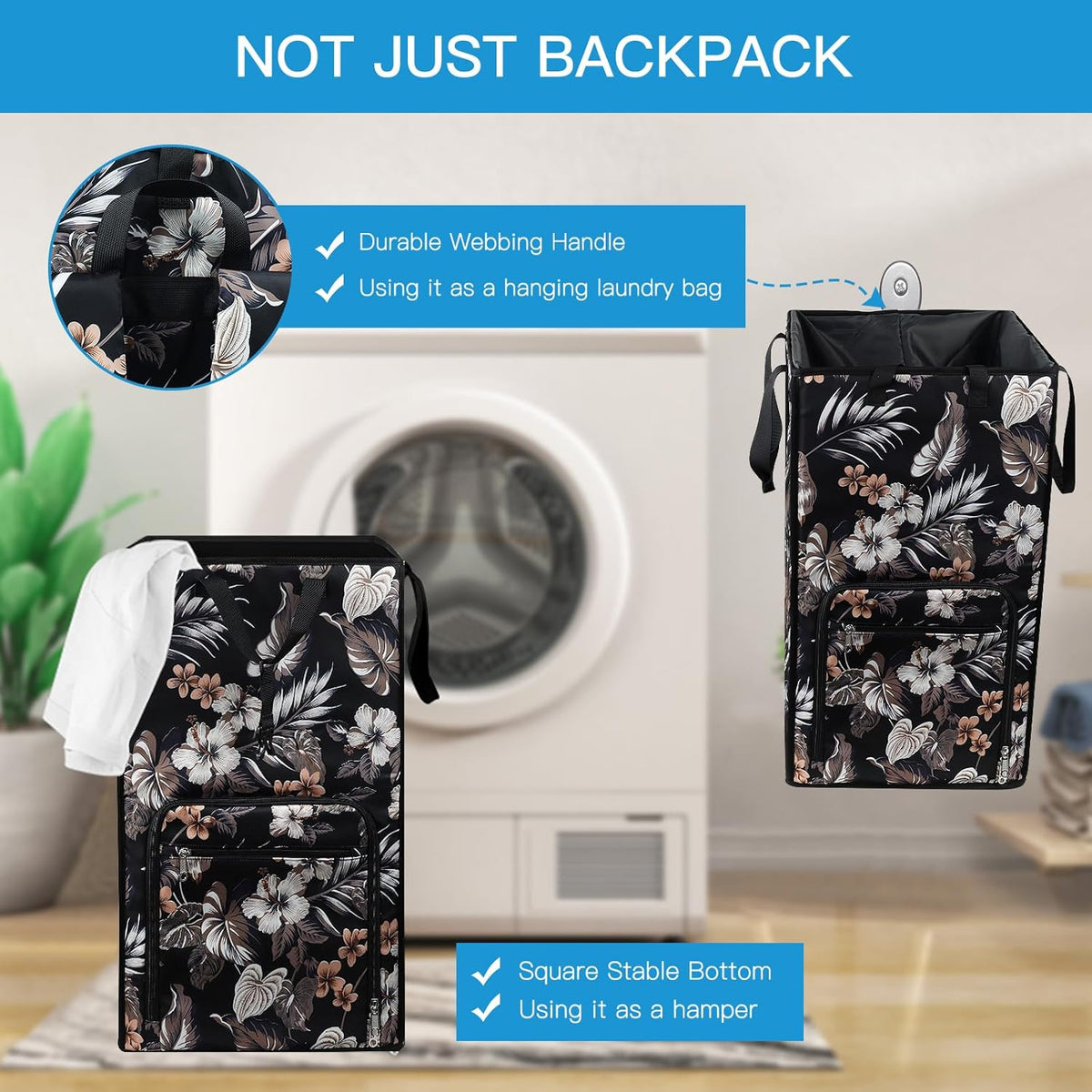 Bukere Laundry Backpack Bag for College Students Dorm Room Essentials, Extra Large Laundry Basket