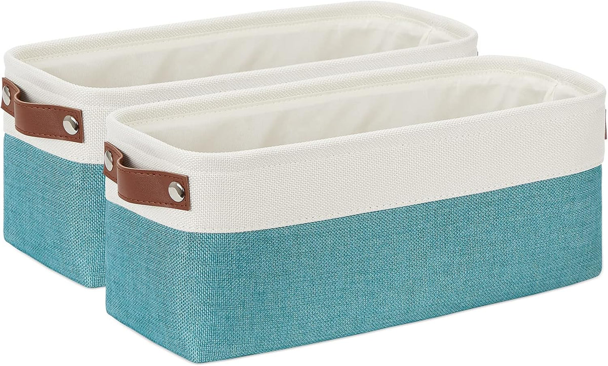 DULLEMELO Small Bathroom Closet Storage Baskets Canvas Fabric Storage Bins for Toilet 2 Pack
