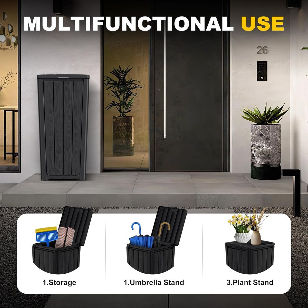 EasyUp Outdoor Trash Can with Lid, Waterproof and Sunscreen Resin Garbage Cans, Outside Trash Bin