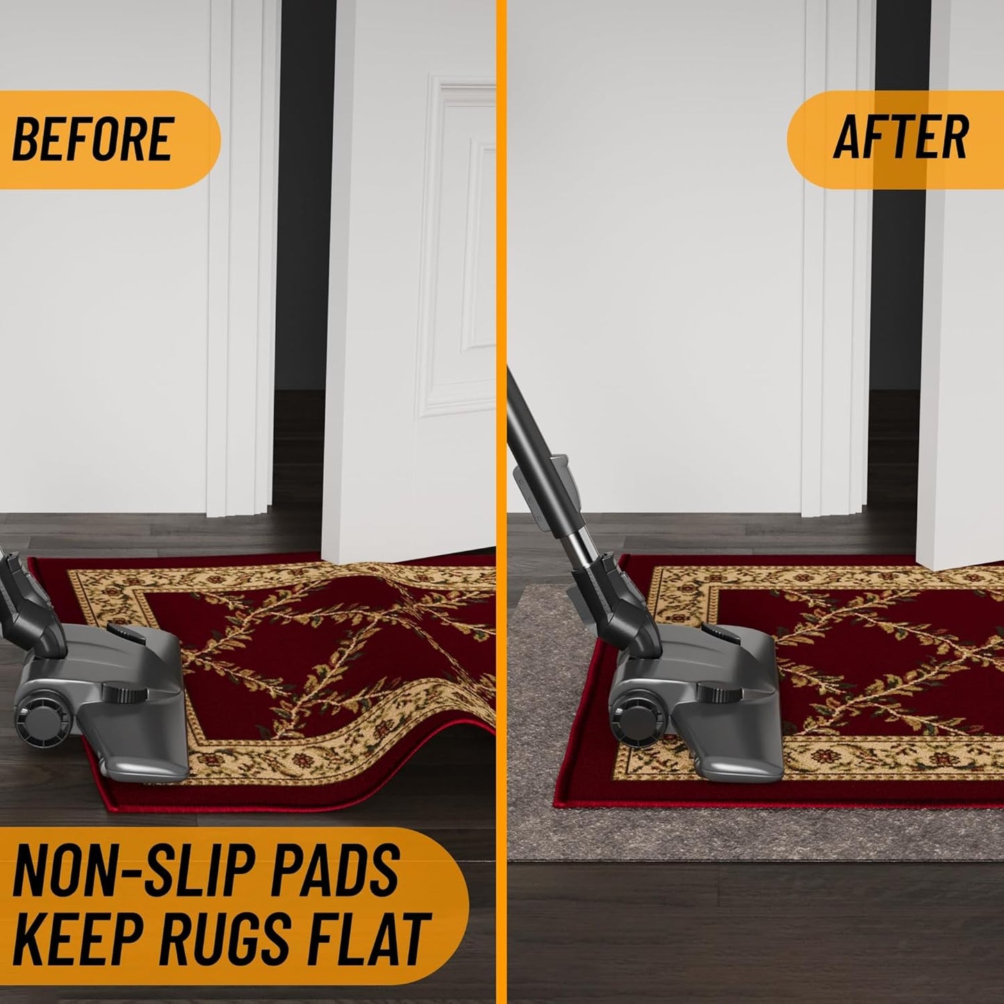Ottomanson 3' x 9' Non-Slip Rug Pad Gripper 1/4 Inch Thick Dual Surface Felt + Rubber Gripper