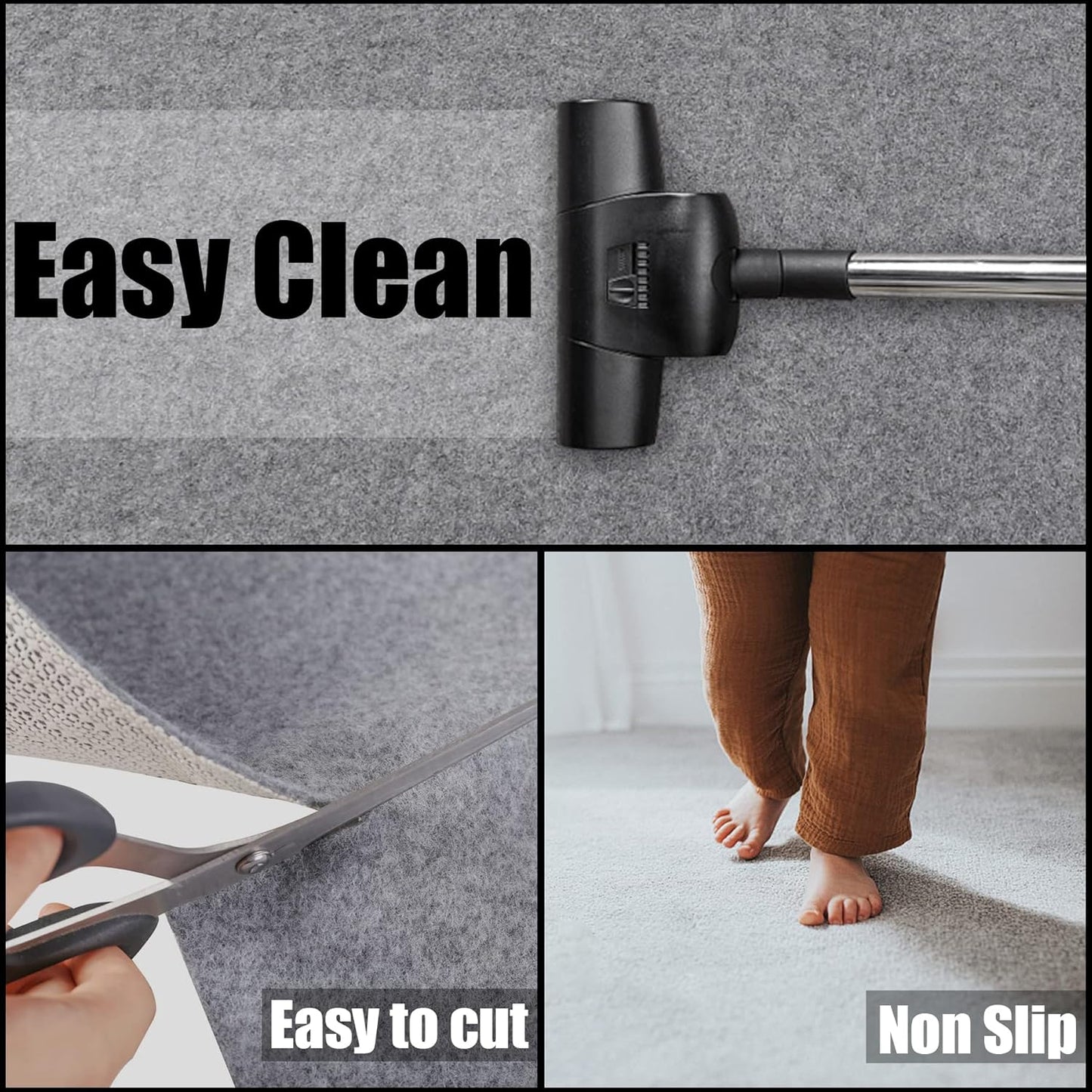 Non Slip Rug Pad Grippers - 2x4, 1/4" Thick, Felt + Rubber Double Layers Area Carpet Mat Tap