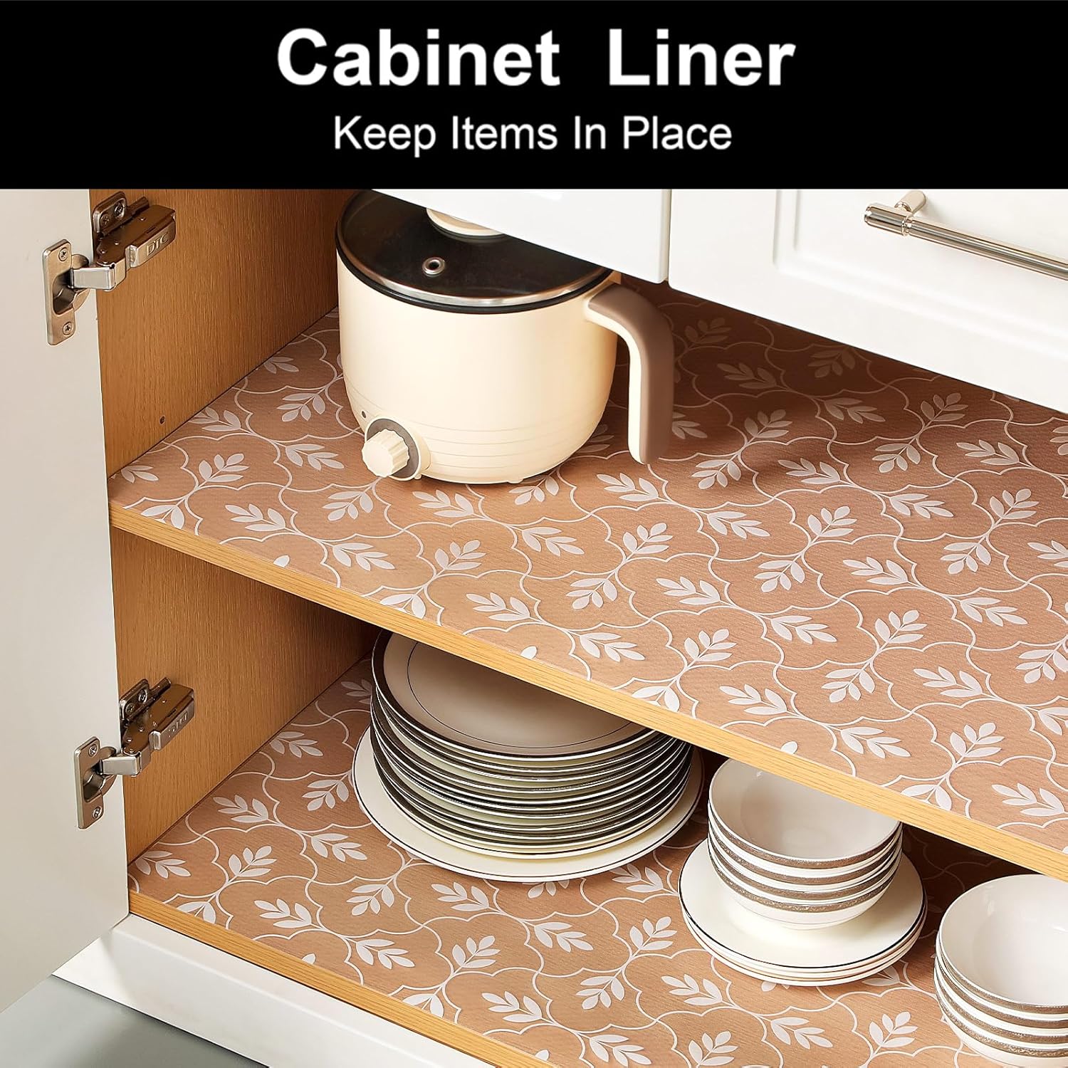 Cooyes Shelf Liners for Kitchen Cabinets Waterproof & Oil-Proof Kitchen Cupboard Mats Non-Slip