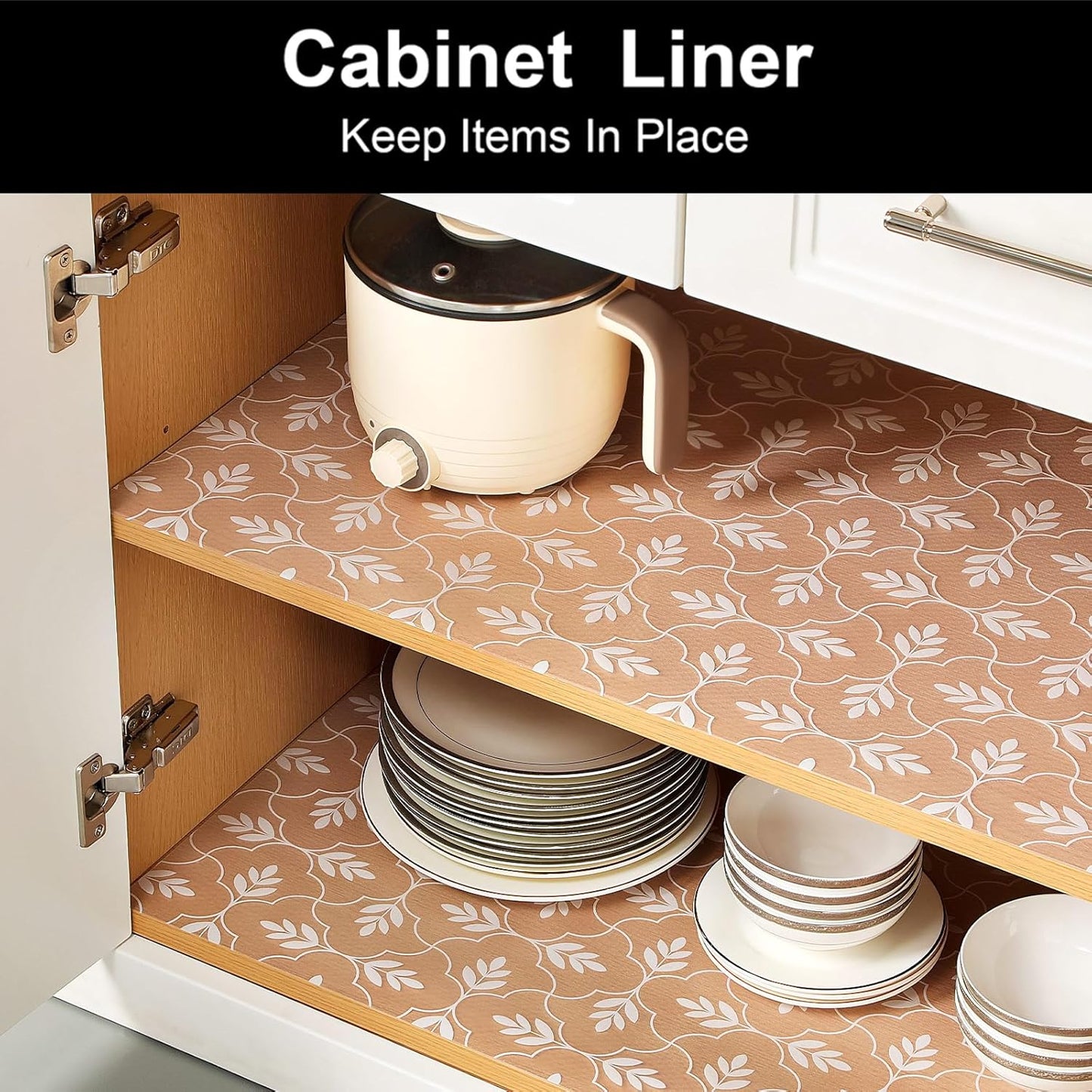 Cooyes Drawer and Shelf Liner, Non-Adhesive Shelf Liners for Kitchen Cabinets, Thick Strong Grip