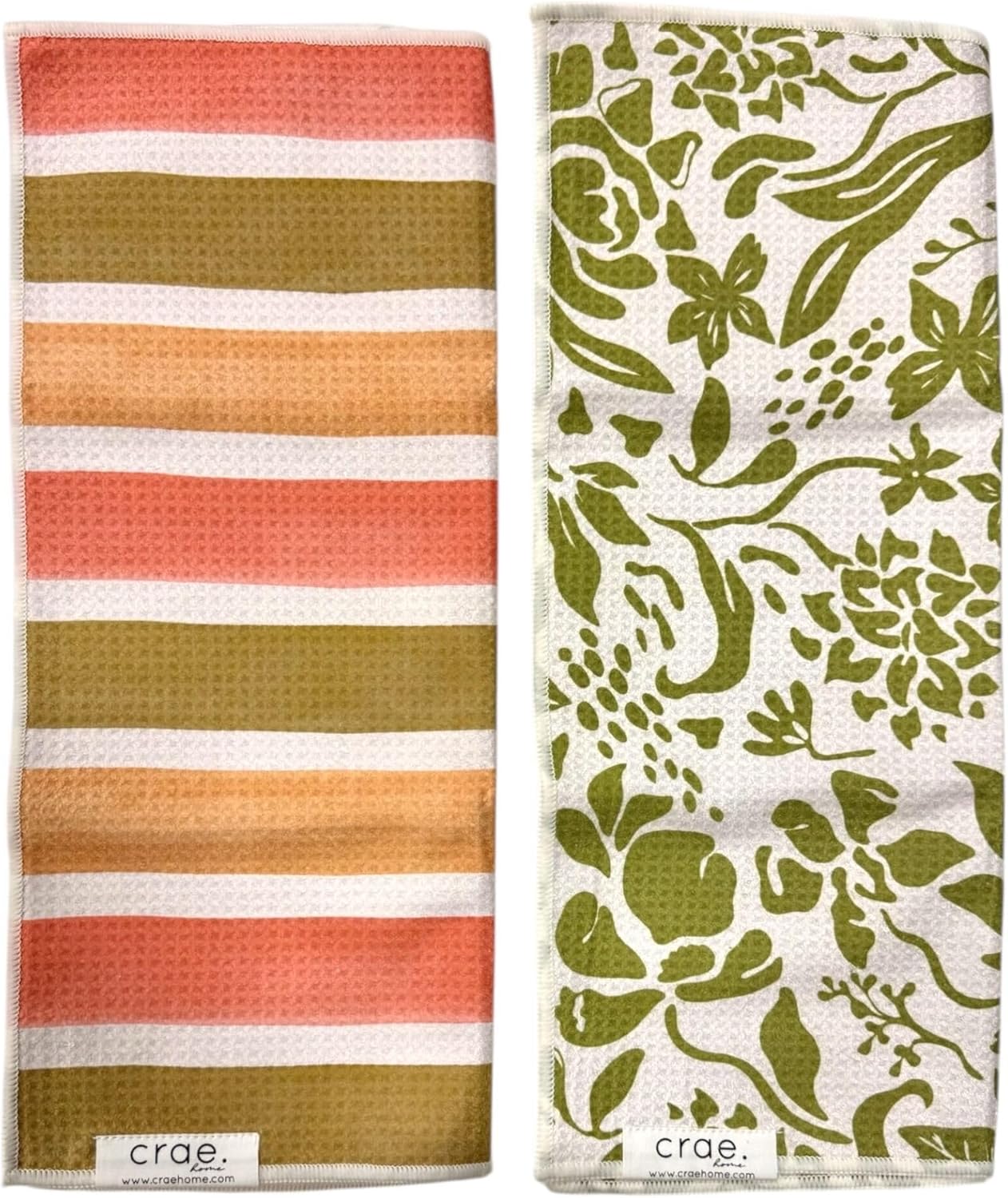 2 Double Sided Microfiber Hand Towels, 17x27 Inches Waffle Design Kitchen Towels Set, Durable &