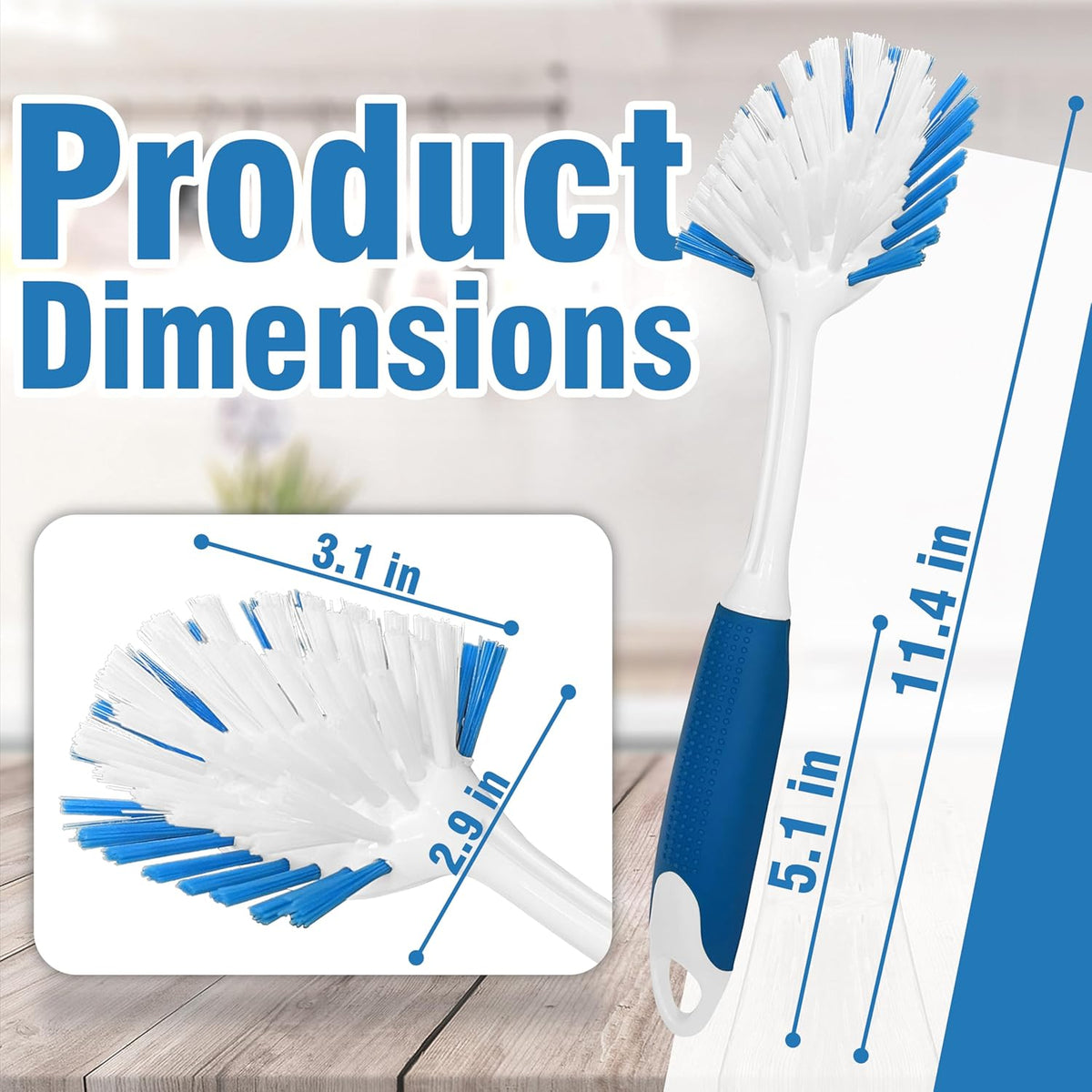 PHYEX 2-Pack Dish Brushes with Scraper, Durable Nylon Bristles Kitchen Scrub Brush, Dish Scrubber
