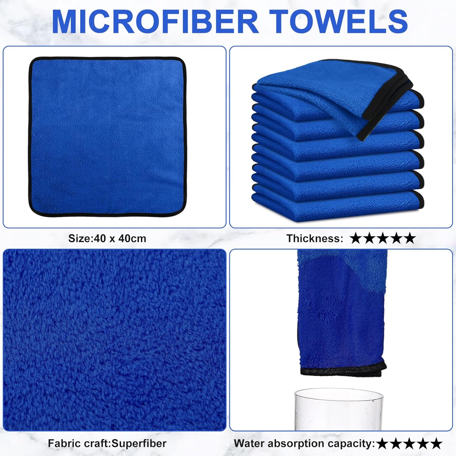 Tallew 60 Pcs Microfiber Towels 16 Inch x 16 Inch Microfiber Cloth Car Drying Towels for Cars