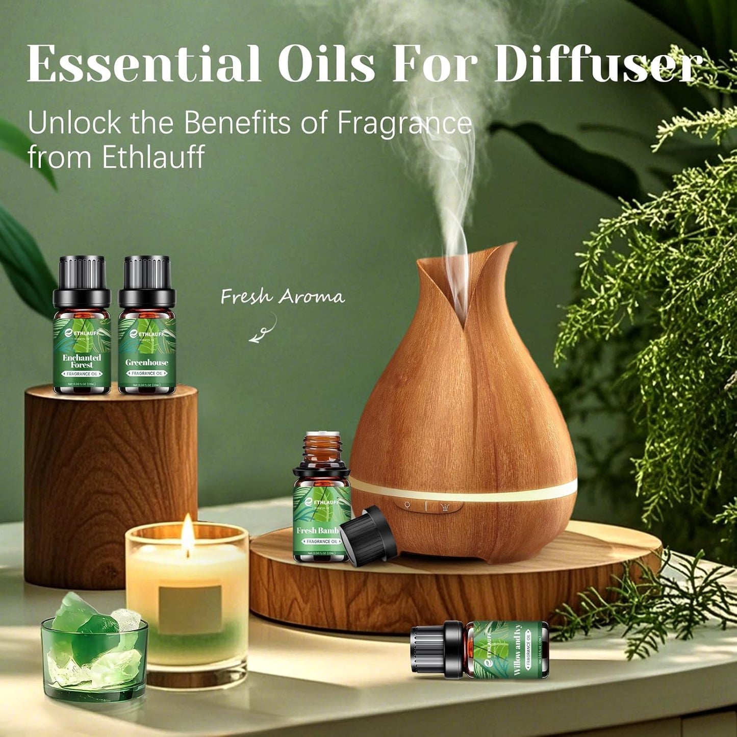 Fragrance Oils Set, Essential Oils for Diffuser for Home, Candle Sopa Making - Enchanted Forest