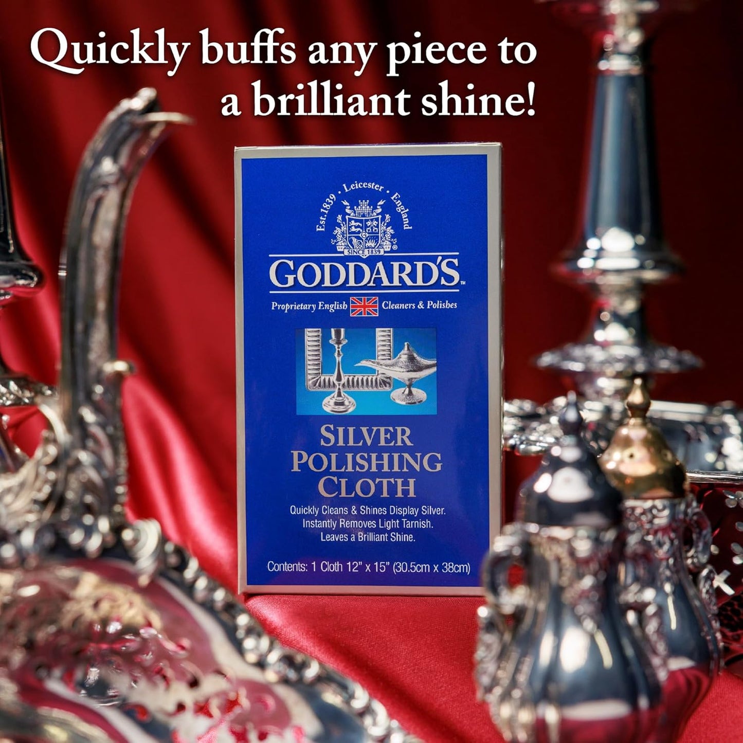 Goddard's Silver Polishing Cloth for Jewelry, Remove Tarnish on Plated or Sterling Silver, Gold