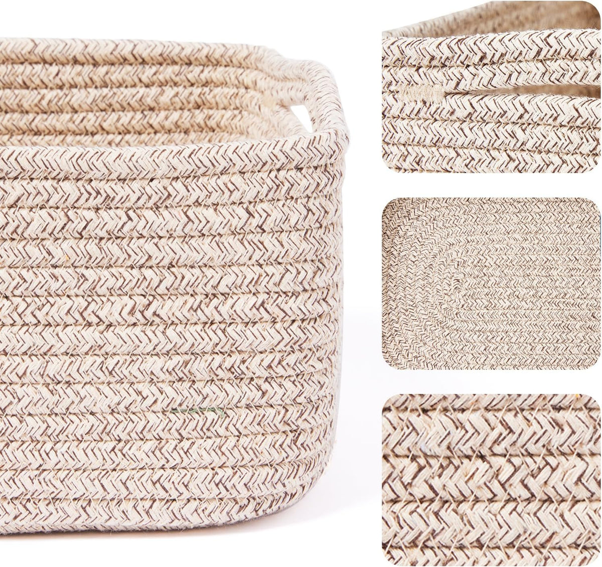 Small Storage Baskets for Organizing | Closet Organizer Bins | Shelf Toy Basket | Woven Rope
