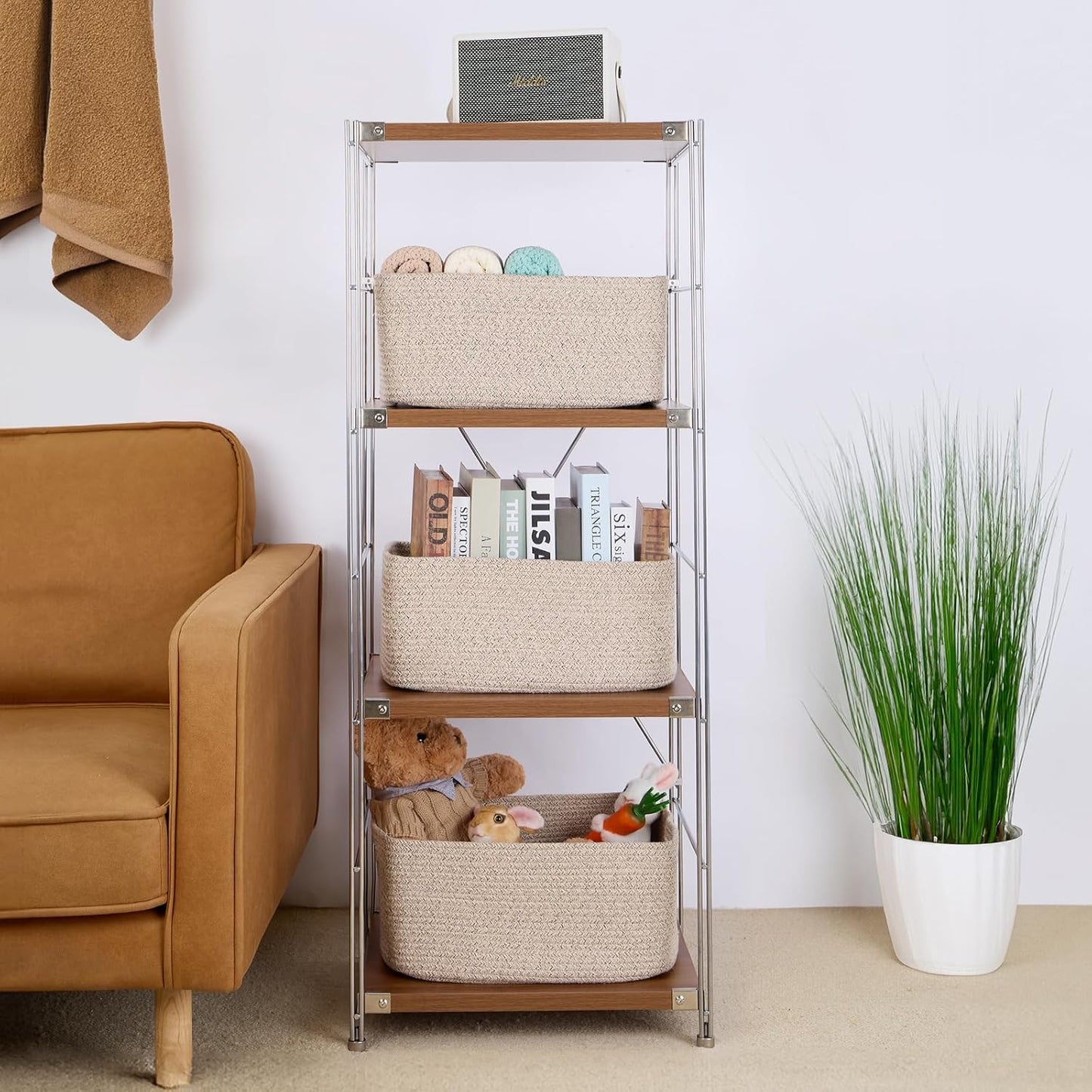 Large Storage Baskets for Organizing, Closet Shelf Baskets for Clothes Blanket Towels, Baby