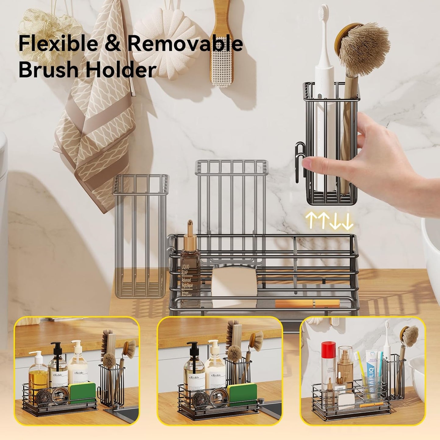 Yofidra Kitchen Sink Caddy: Sink Sponge with Instant Drying Stone, Metal Stainless Steel Dish