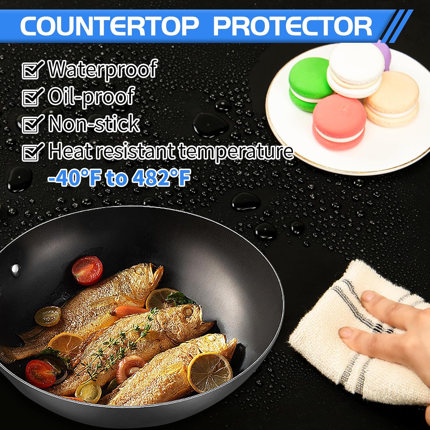 Warome Silicone Mat,36"x 23.6" Heat Resistant Mats for Countertop Protector,Nonstick Silicone Craft