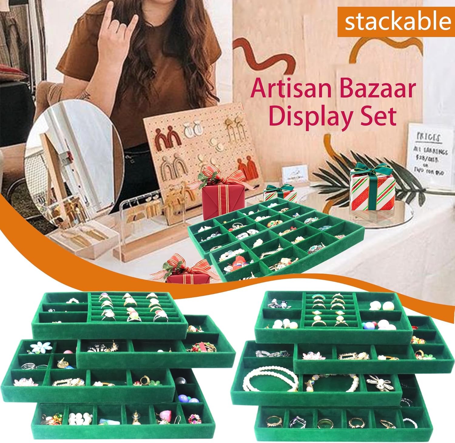 Jewelry Trays Organizer Set of 8 Stackable Jewellry Organizer Trays for Drawers Jewelryy Display