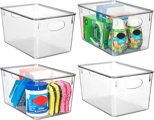 ClearSpace Plastic Storage Bins With lids, 4 Pack – Perfect Pantry Organization and Storage