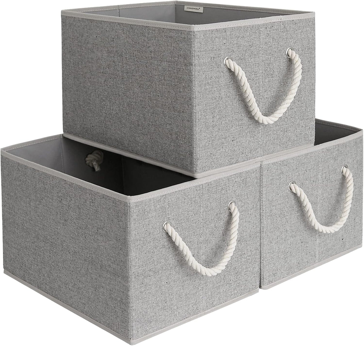 StorageWorks Storage Baskets for Shelves, Foldable Fabric Closet Storage Bins with Handles, Fabric