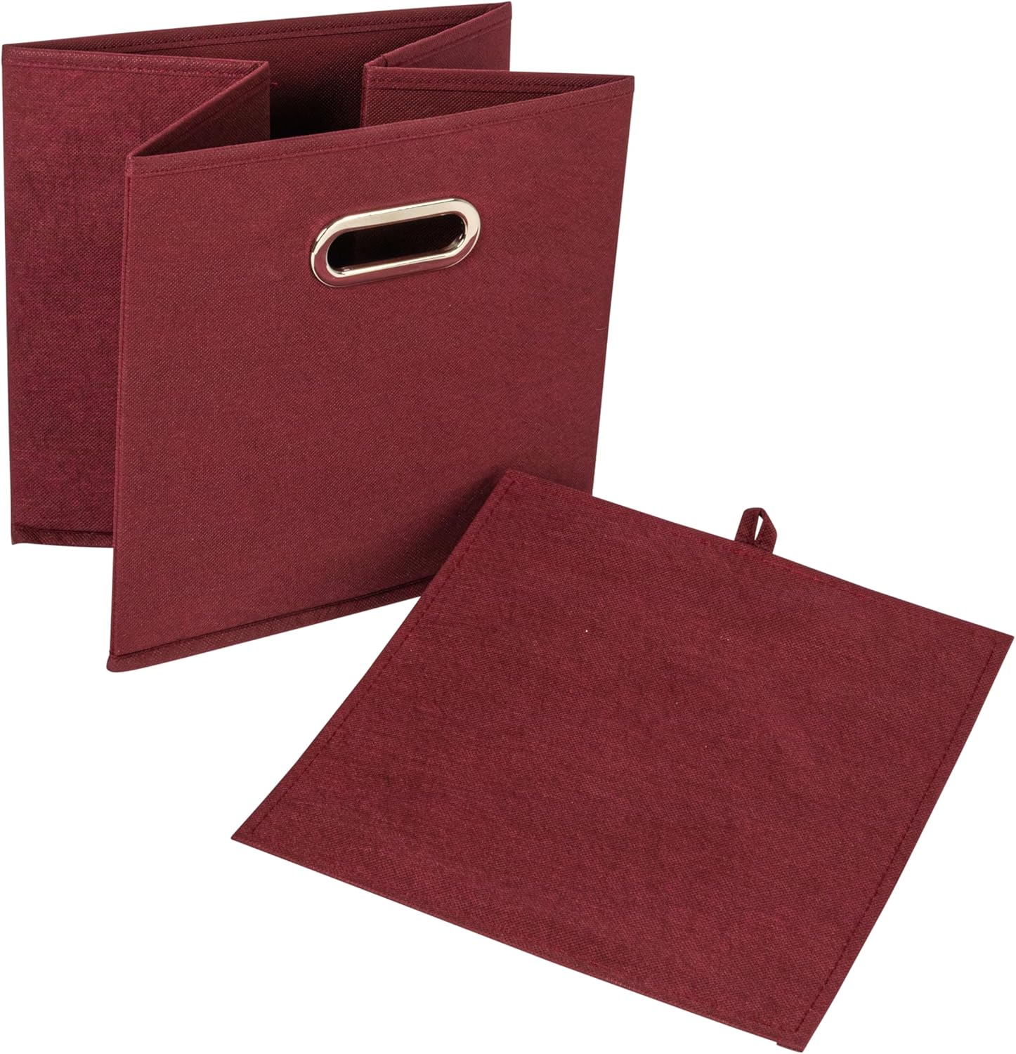 Household Essentials Fabric Storage Cube Bins, 6 Piece Set, Strong Poly-Woven Fabric, Chipboard