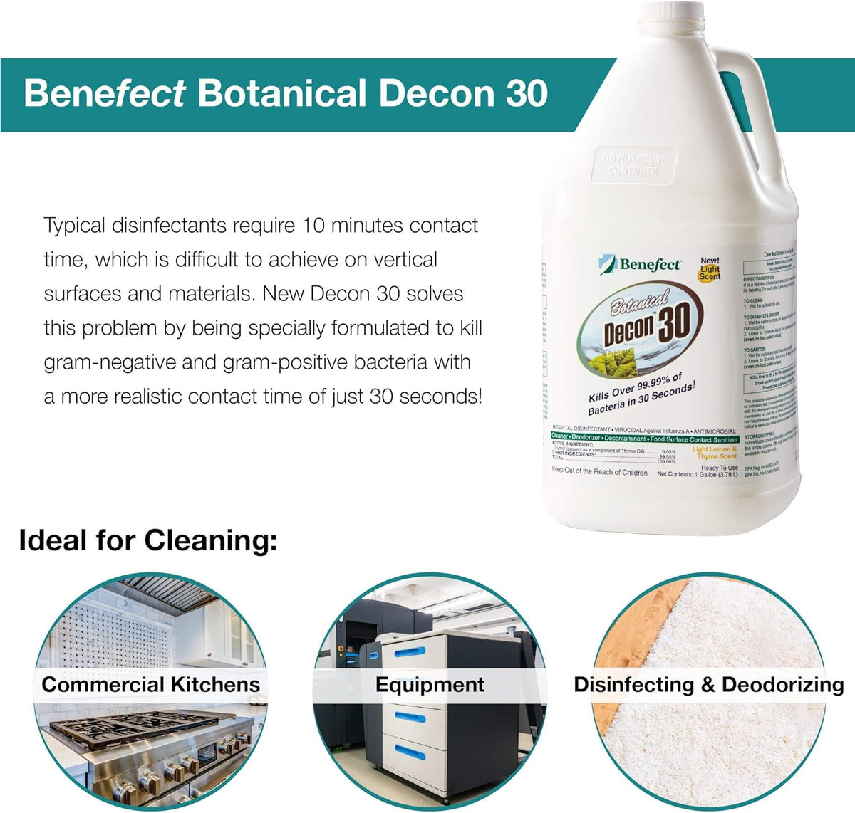 Benefect Botanical Decon 30 Disinfectant Cleaner - All Natural Formula for Effective Cleaning Power