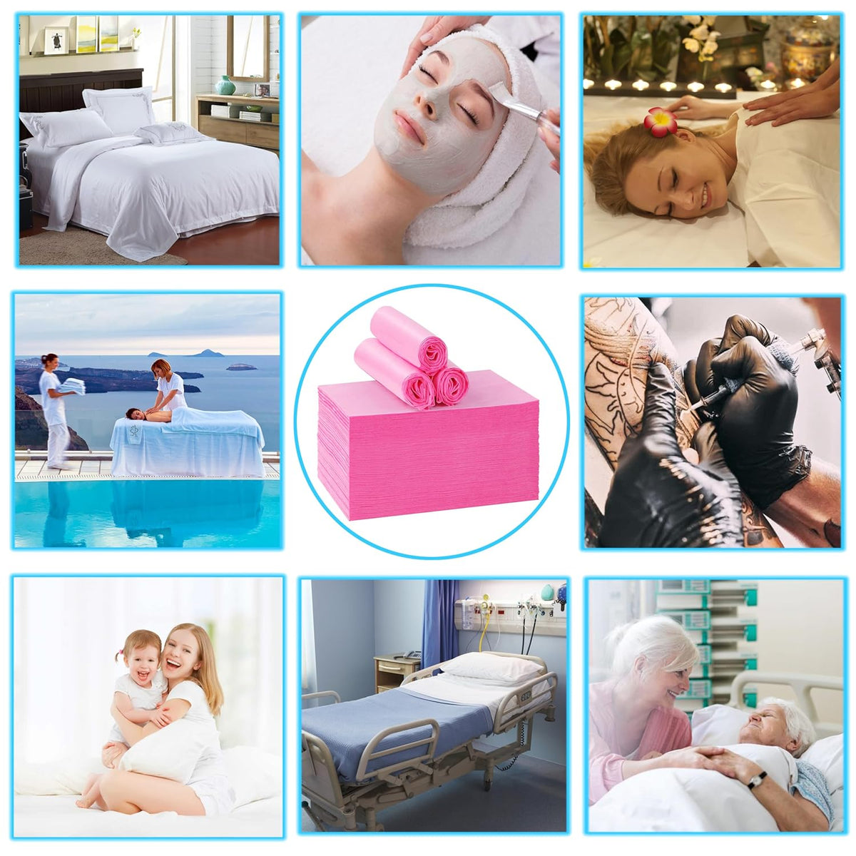 50 Pcs Disposable Bed Sheets 31" x 71" Massage Table Sheets Non Woven Fabric SPA Bed Cover