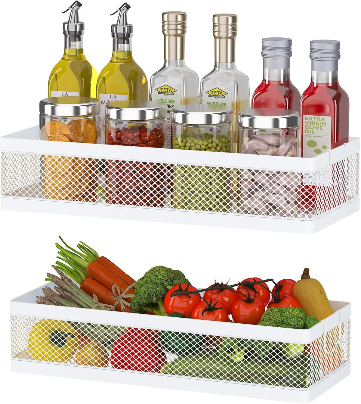 PUSDON Hanging Storage Baskets Organizer Wall Mount, Metal Wire Storage Bin Rack for Kitchen