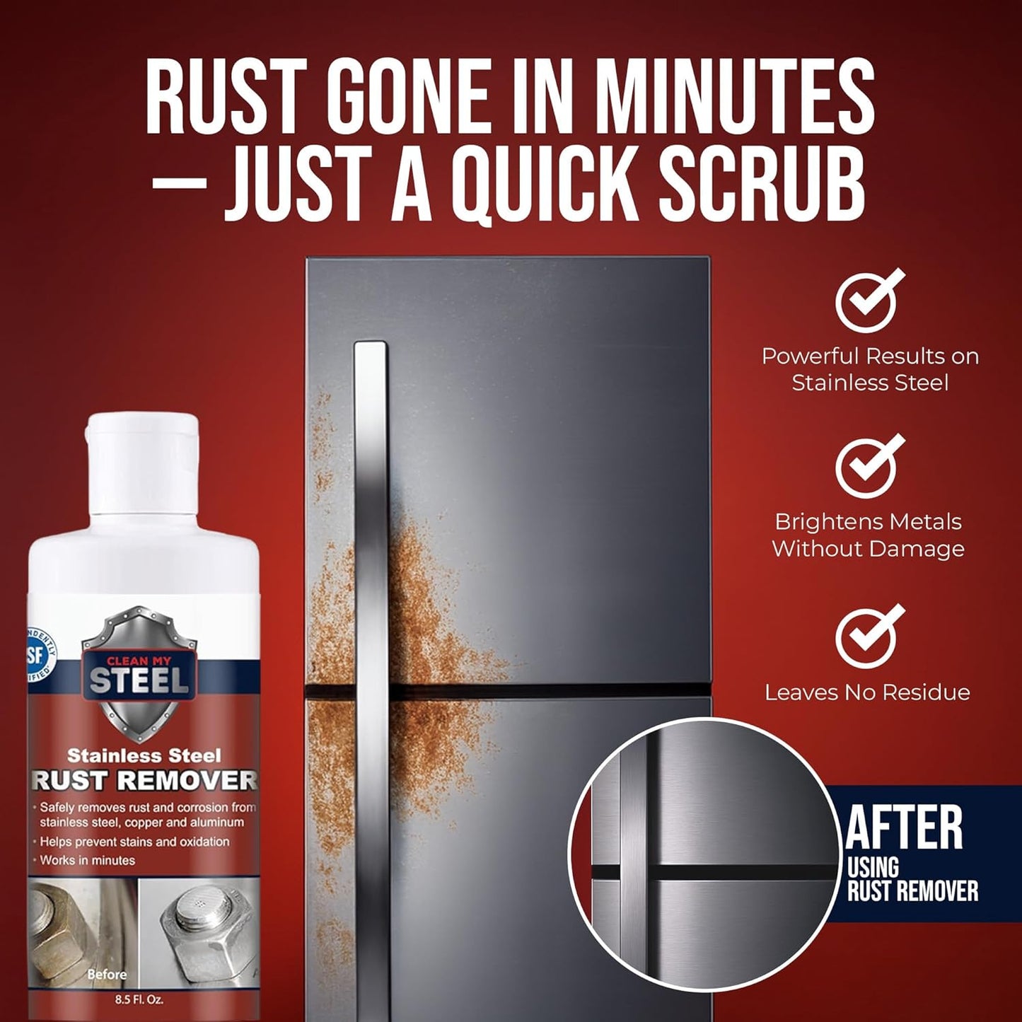Stainless Steel Rust Stain Remover & Cleaner, Soft Cleanser, Safe for Food Areas, Non-Toxic for