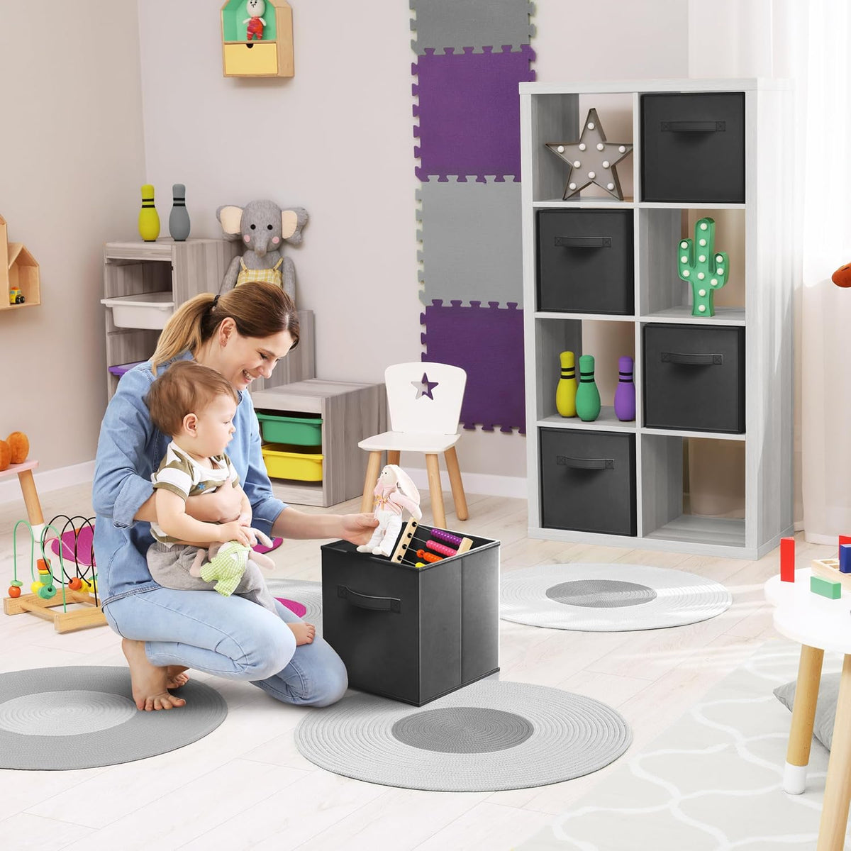 Sorbus Fabric Storage Cubes - 8 Foldable Storage Bins for Organizing Pantry, Cubbies, Toy Box