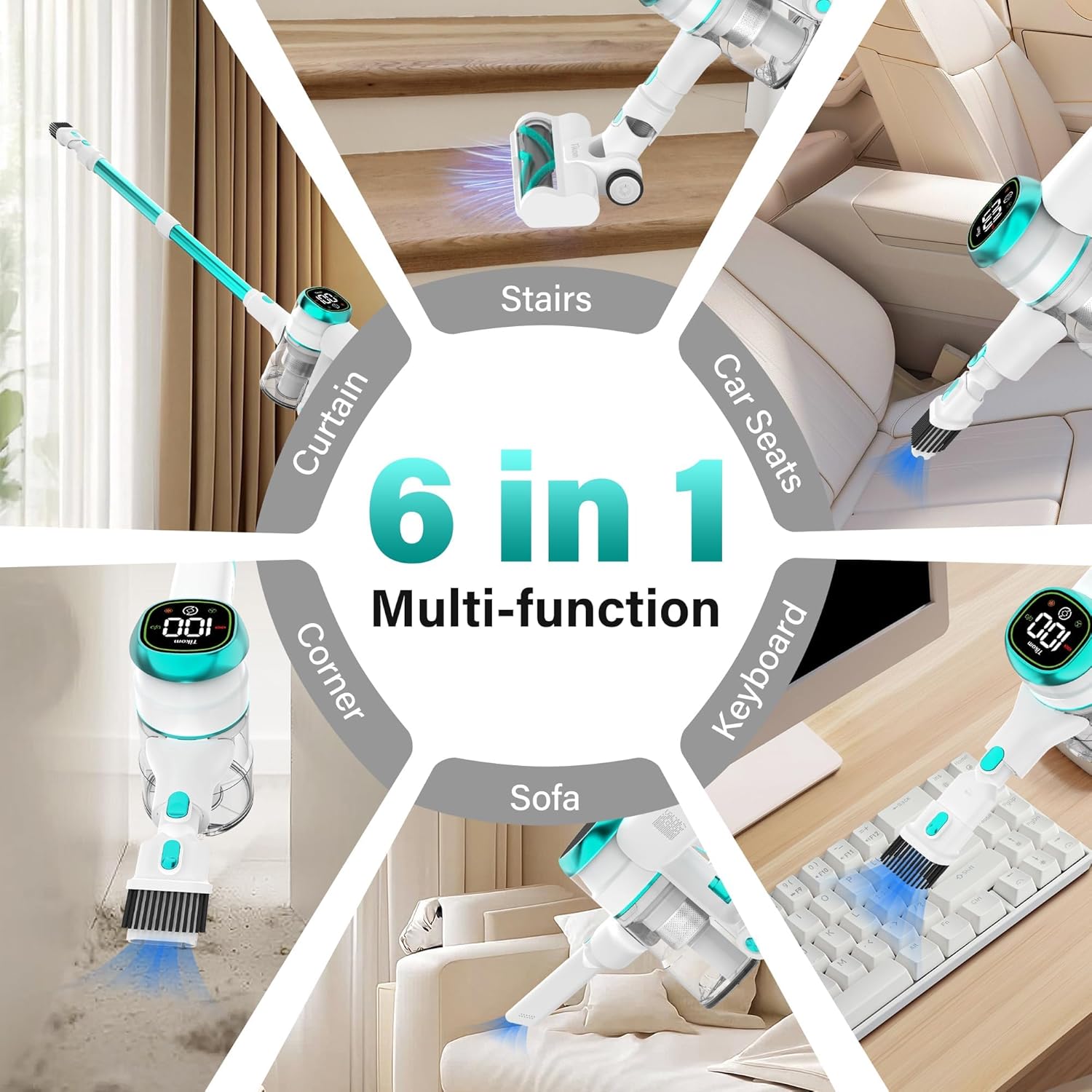Tikom V500 Cordless Vacuum Cleaner for Home, 40000Pa/450W Stick Vacuum with LED Touch Screen