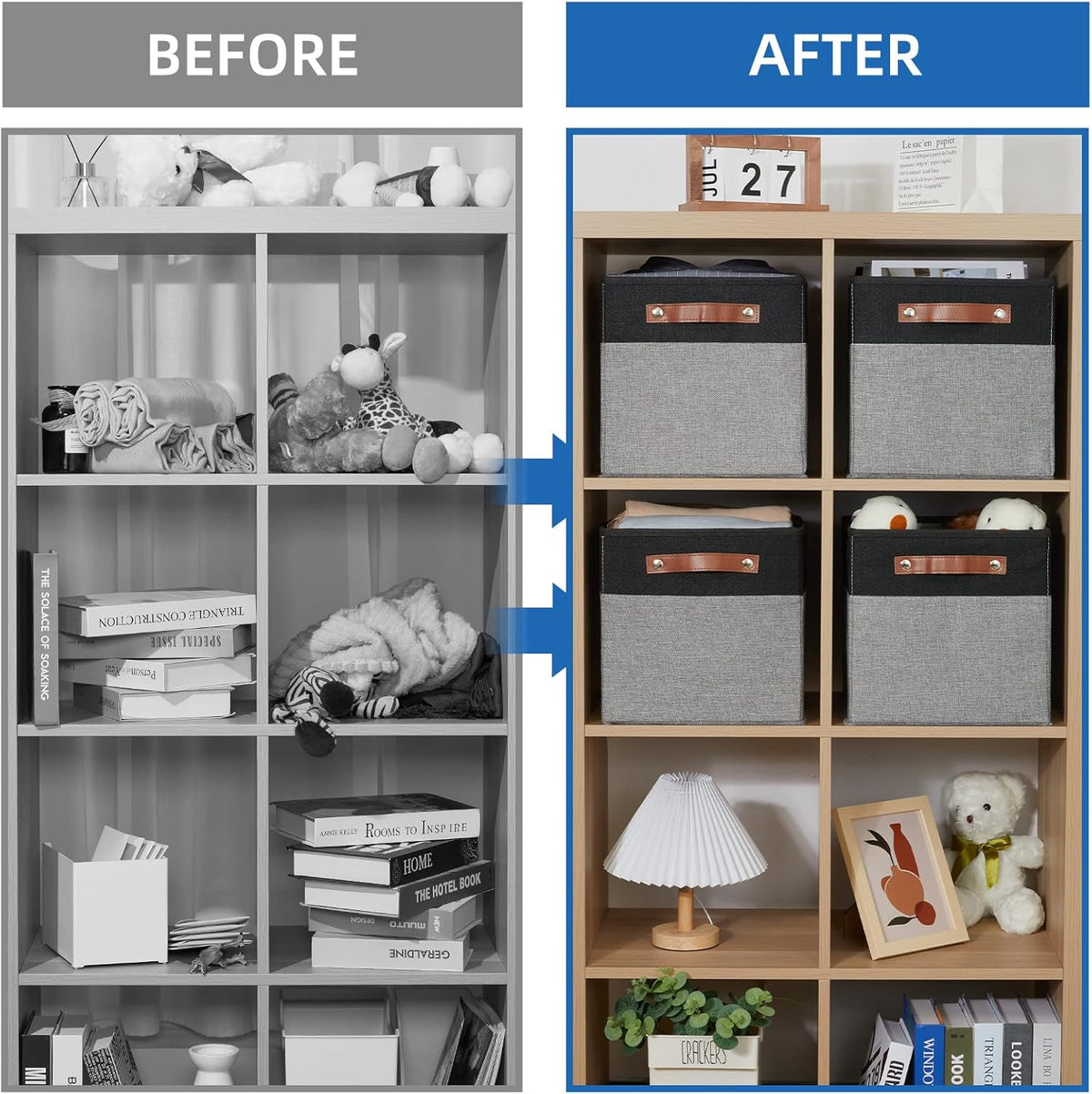 Temary 11 x 11 Cube Storage Bins Fabric Storage Cubes for Shelf, Closet, 4 Pack Cube Basket for