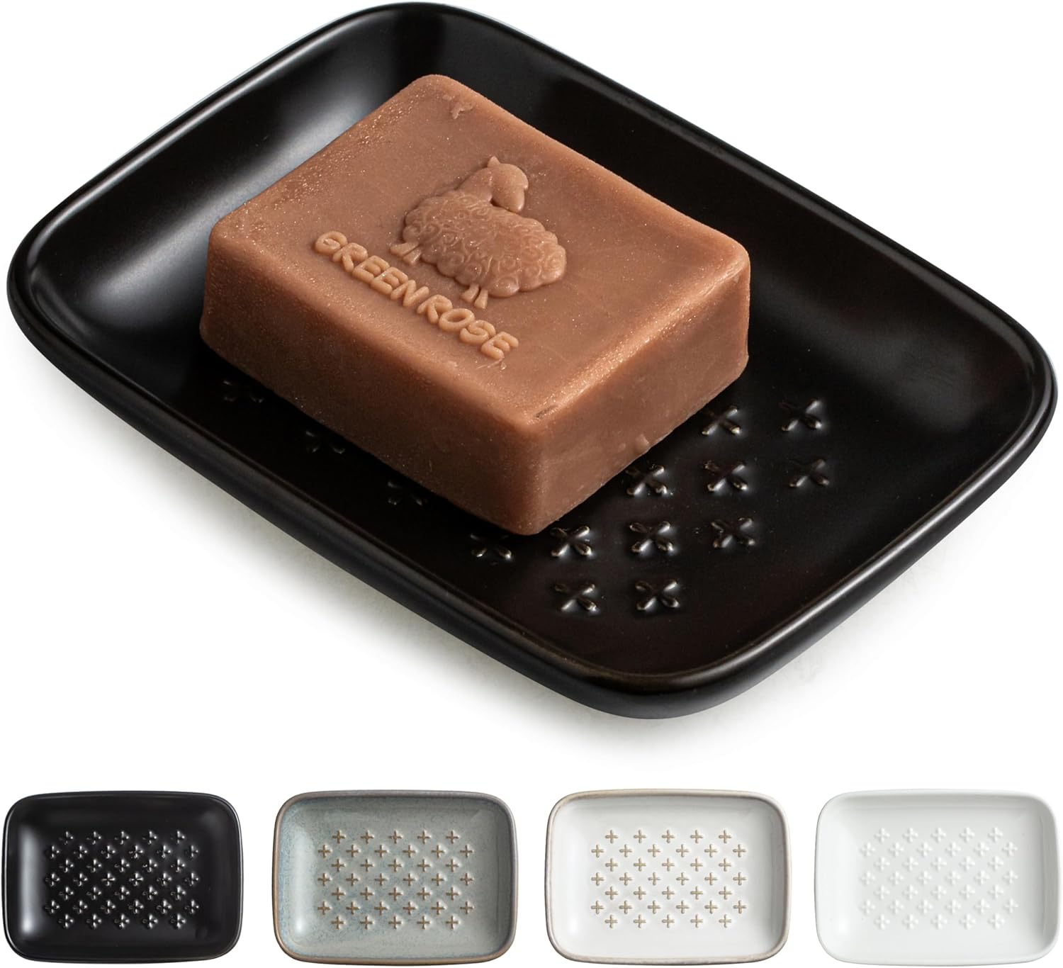 Gomakren Soap Dish, Shower Soap Holder, Ceramic Soap Dishes for Bar Soap Sponge Shampoo, Halloween