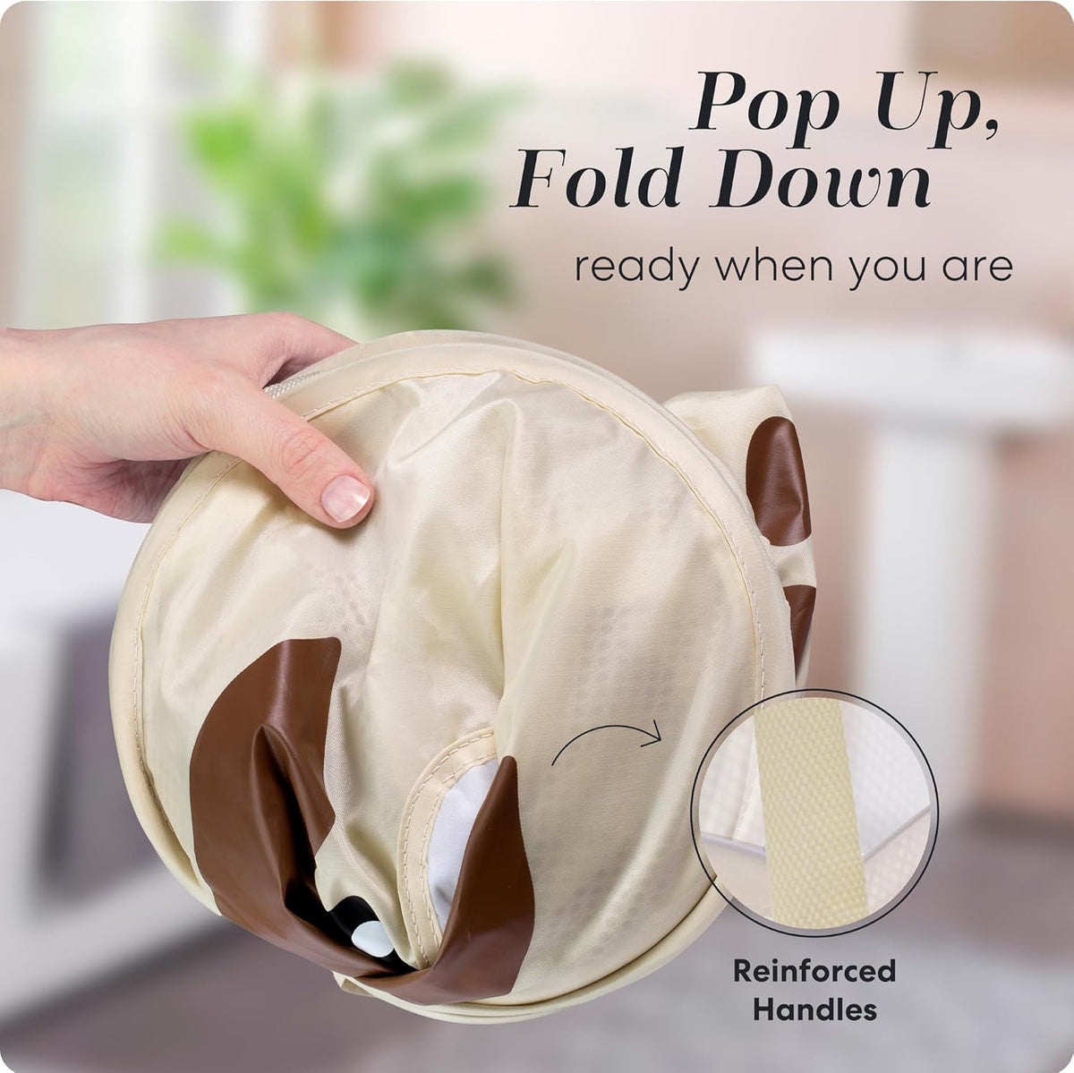 Handy Laundry Collapsible Mesh Pop-Up Hamper with Wide Opening and Side Pocket - Breathable
