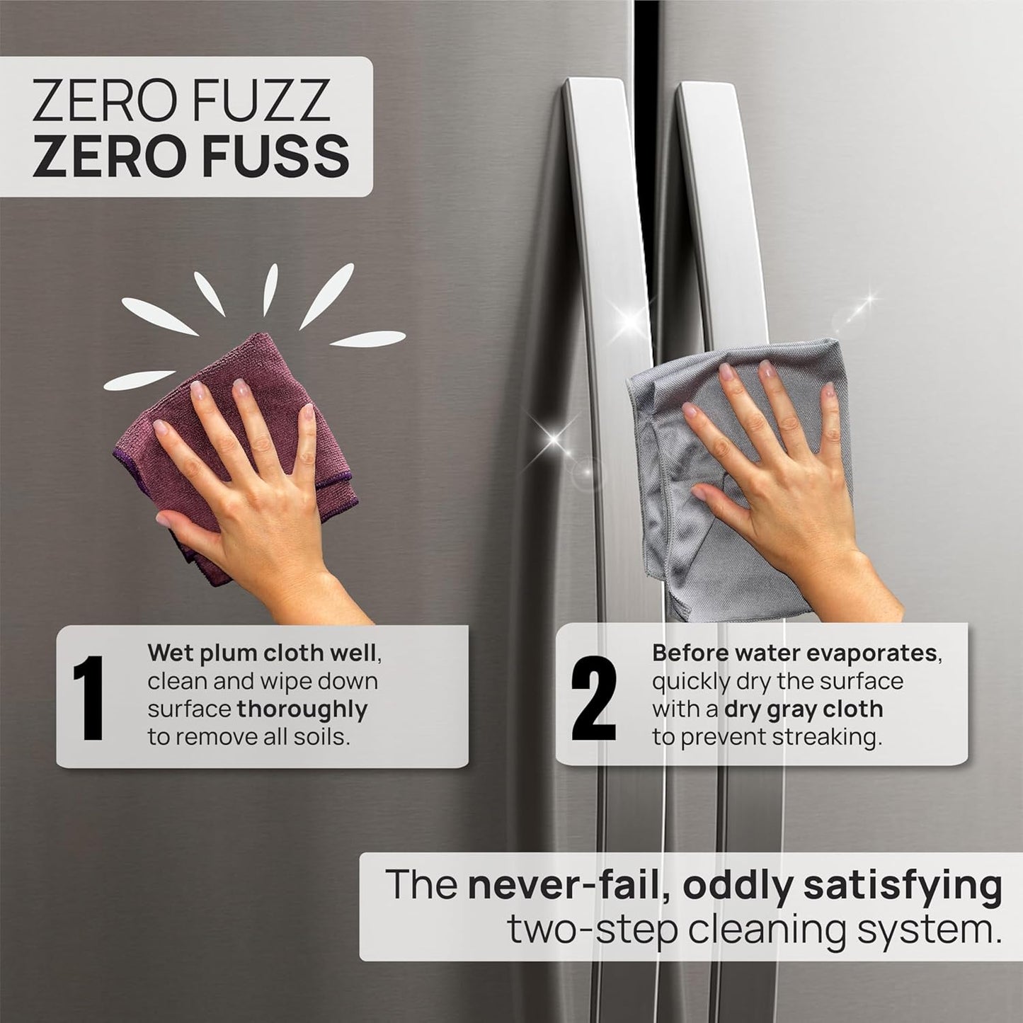 Claro Stainless Steel Cleaner Cloth 8-Pack – Microfiber Cleaning Cloths for Appliances, Sinks &