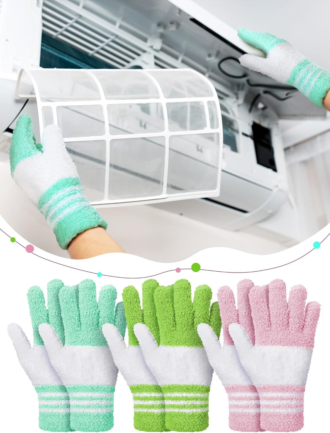 Patelai 3 Pairs Microfiber Plant Dusting Gloves Leaf Cleaning Gloves for Indoor Plants, Blinds