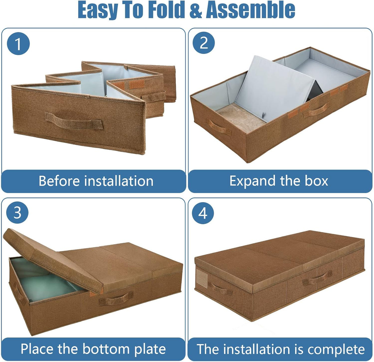 Underbed Storage Containers Bin with Lids (2pcs) Large Under Bed Storage Organizer Box with Handle