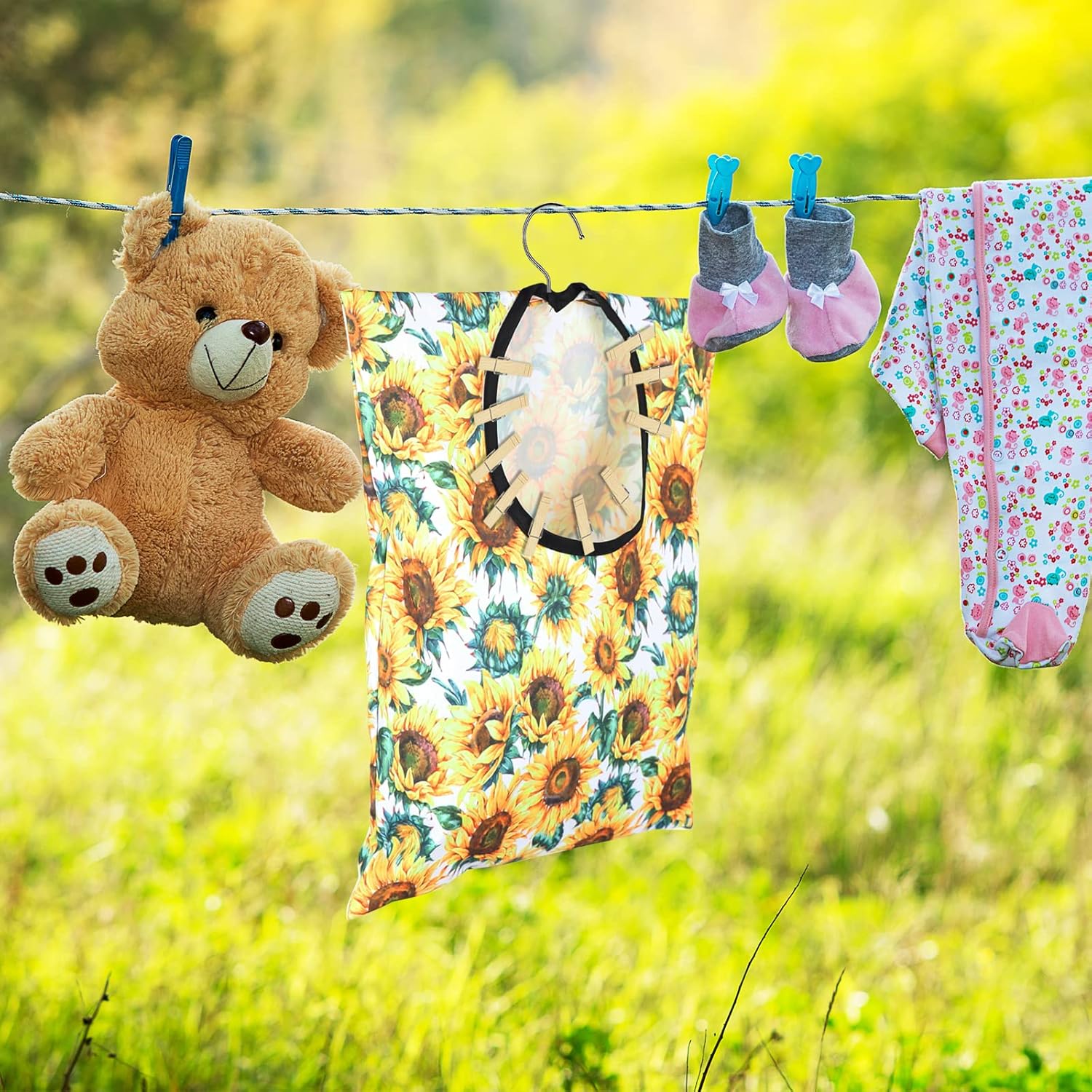 2 Pcs Sunflower Clothes Pin Bag Clothespin Bag Holder Clothespin Holder 15 X 11 Inch Clothes Pin