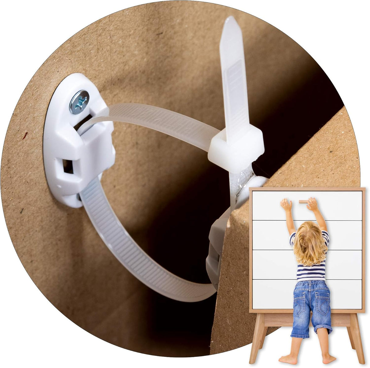 Inaya 12 Pack Furniture Anchors for Baby Proofing, Bookshelf Anchors to Wall, Dresser Wall Safety