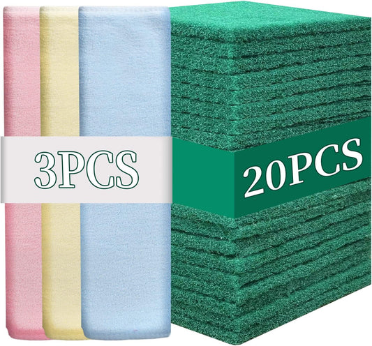 Heavy Duty Scour Pads Sponge Dish Scrubber Non-Scratch Green Reusable Household Scrub Pads for