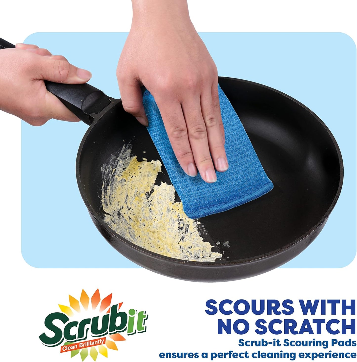 SCRUBIT Multi-Purpose Scouring Pad - Non-Scratch Cleaning Sponges for Pots, Pans, Dishes, Utensils