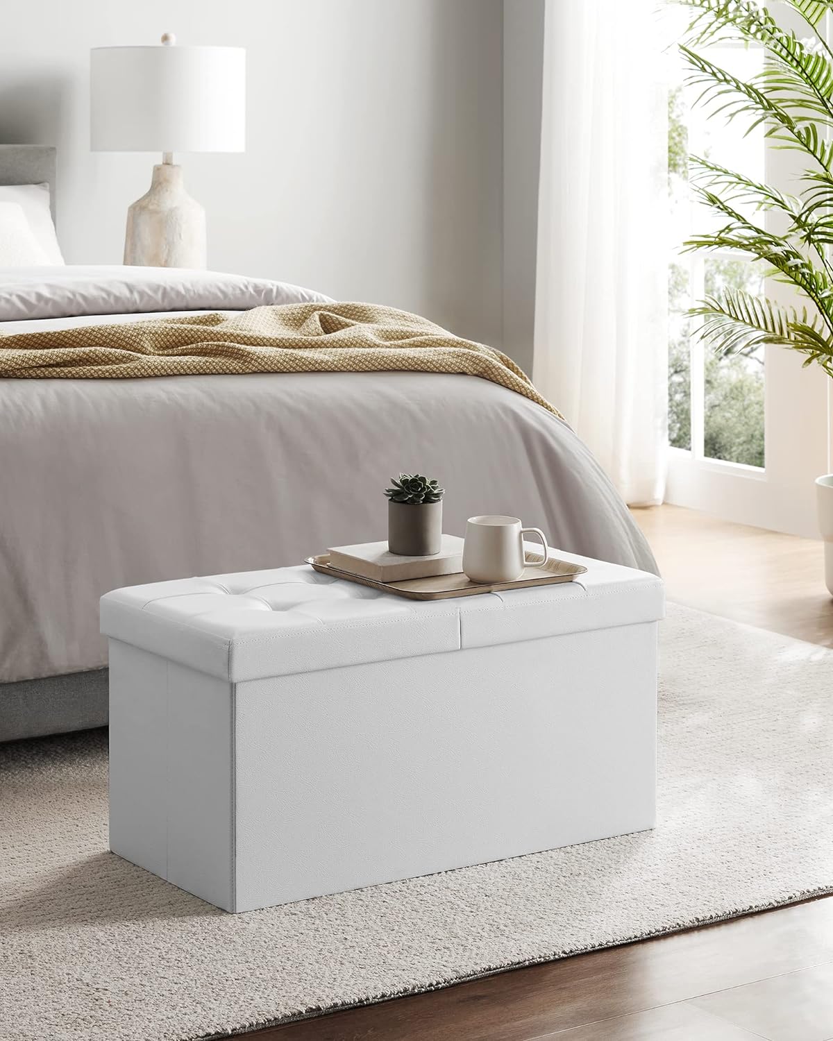 SONGMICS MAZIE Collection - 30 Inches Storage Ottoman Bench with Flipping Lid, Storage Chest
