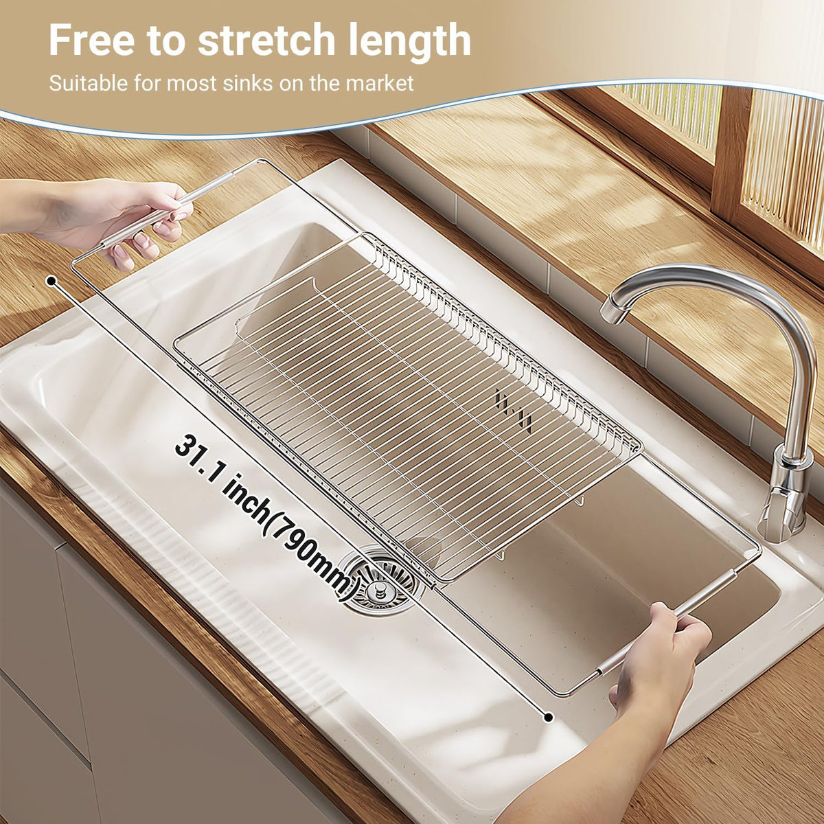 Dish Drying Rack, Stainless Steel Extendable Organizer for Kitchen Counter, Dish Dryer Rack for