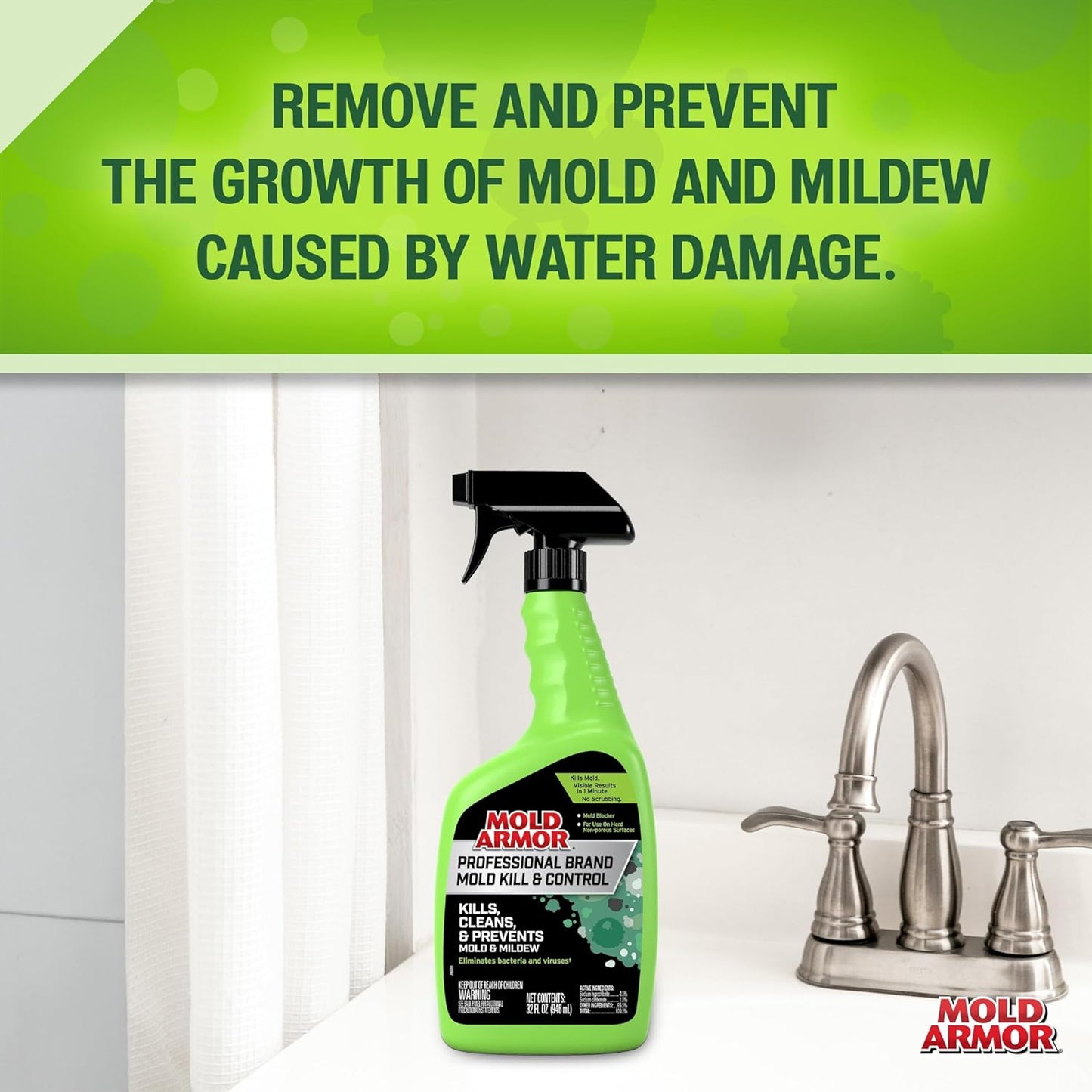 Mold Armor Professional Brand Mold Kill & Control Spray, 32 oz., Hard Surface Mold and Mildew