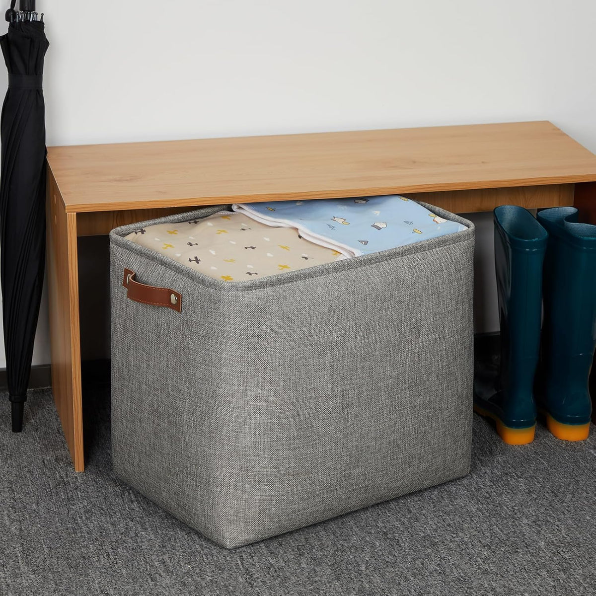 DULLEMELO Grey Storage Baskets 2 Pack Extra Large Fabric Shelf Baskets for Organizing, Closet