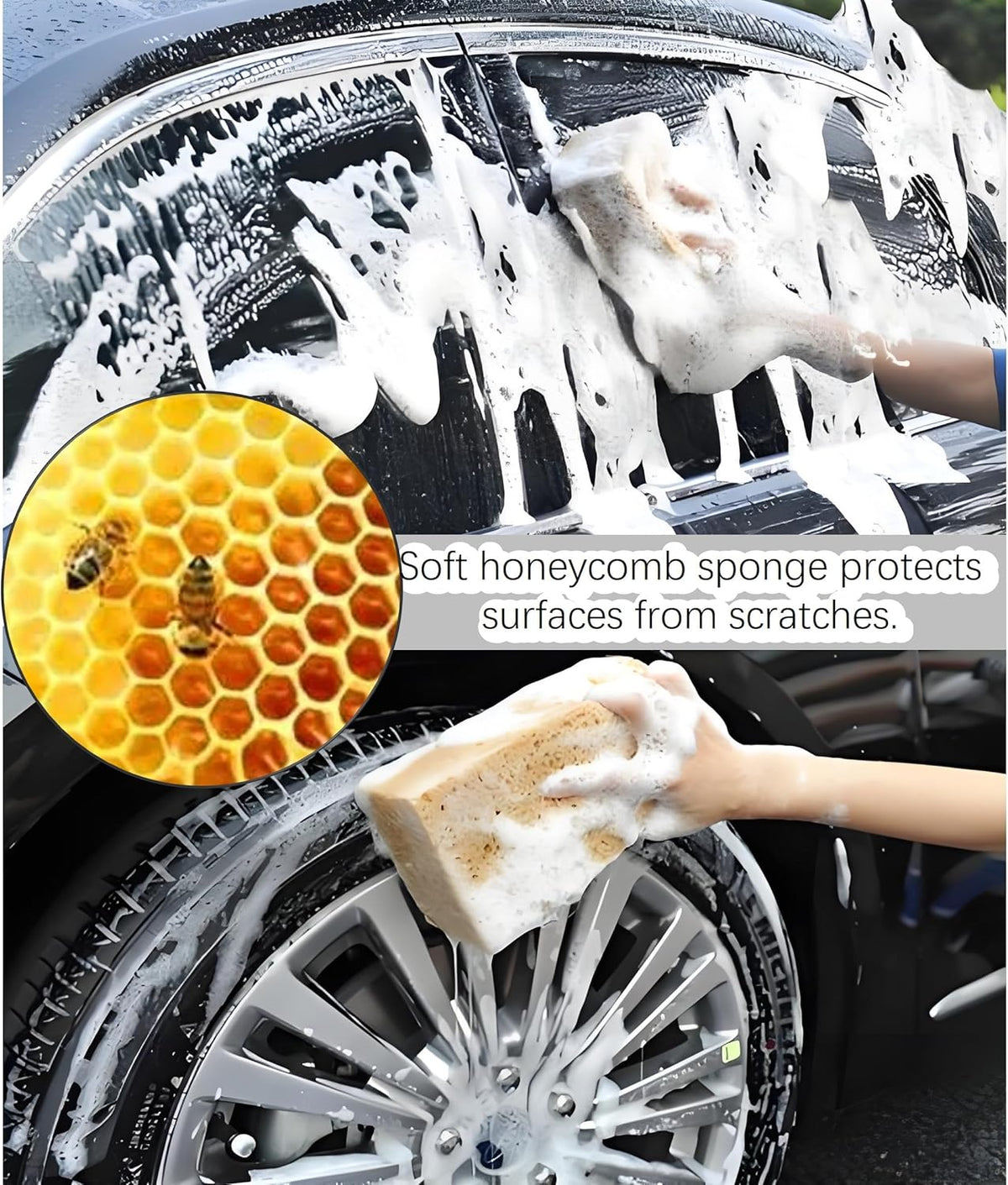 Car Wash Sponges, 5 Pack, Extra Soft Coral, Scratch Free, 8.3x4.38x2.8 inches, Great for Sensitive